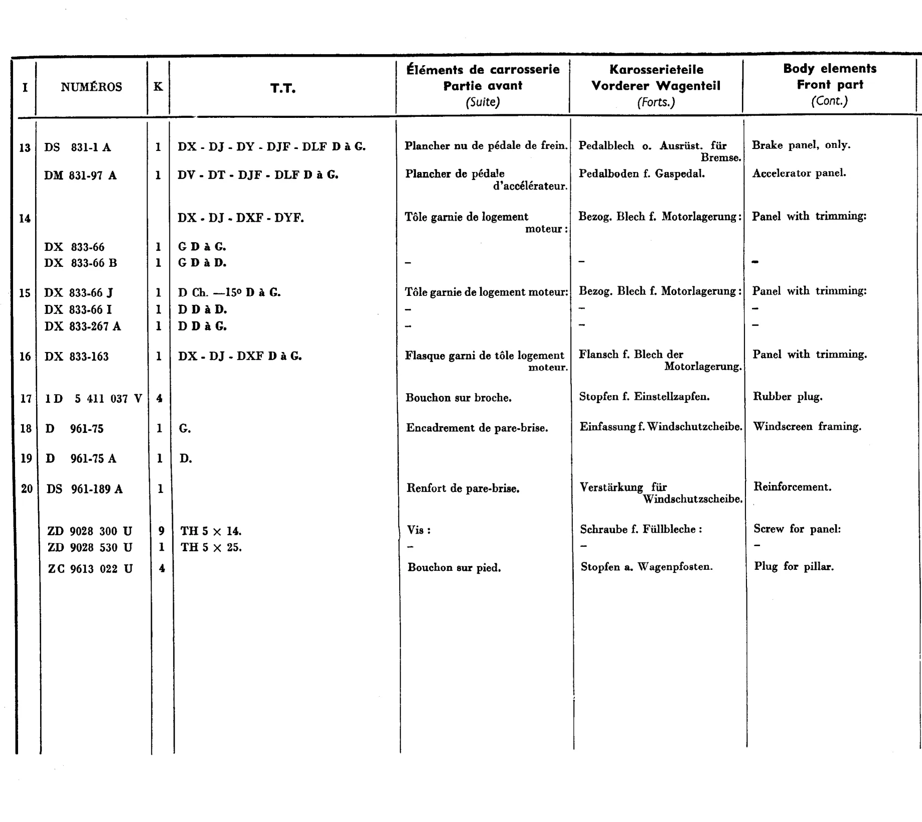 Body elements - front, page 173 of 377 — 604 Parts Catalog — Vol. 2