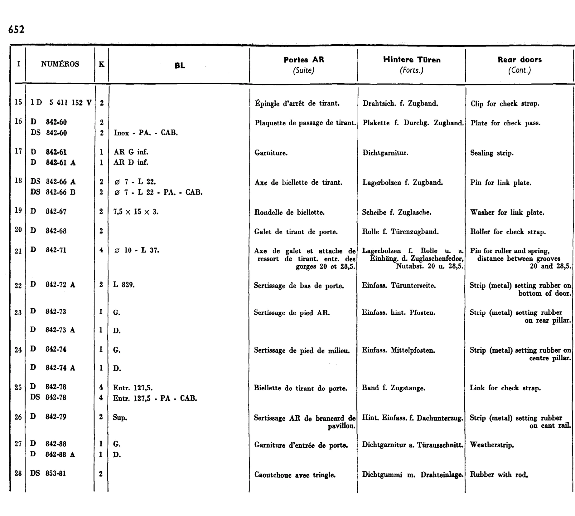 Rear doors - BL, page 220 of 377 — 604 Parts Catalog — Vol. 2