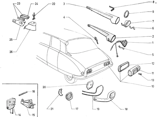 Rear lights, boot light, page 131 — 604 Parts Catalog — Vol. 2