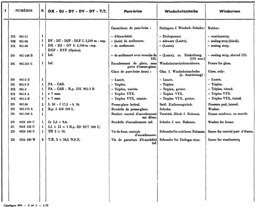 Windscreen, page 267 — 604 Parts Catalog — Vol. 2