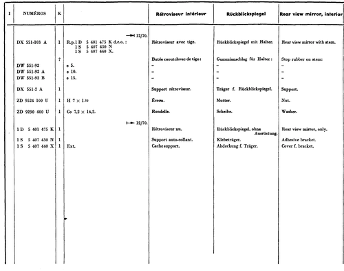 Rear view mirror, page 277 — 604 Parts Catalog — Vol. 2