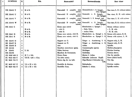 Sun visor, page 279 — 604 Parts Catalog — Vol. 2