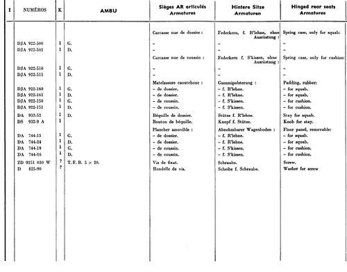 Rear seats - Ambu., page 307 — 604 Parts Catalog — Vol. 2