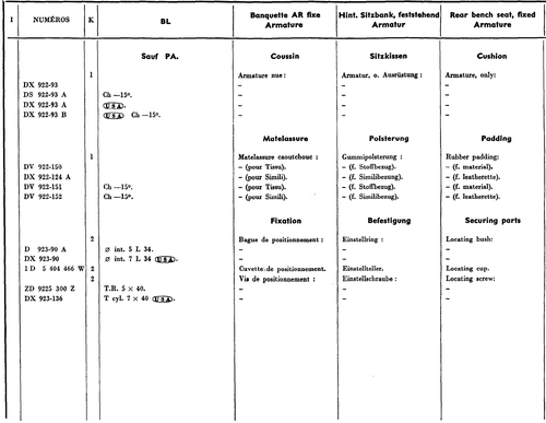 Rear seats - BL, page 310 — 604 Parts Catalog — Vol. 2