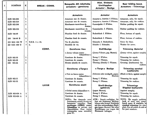 Rear folding seats, page 321 — 604 Parts Catalog — Vol. 2