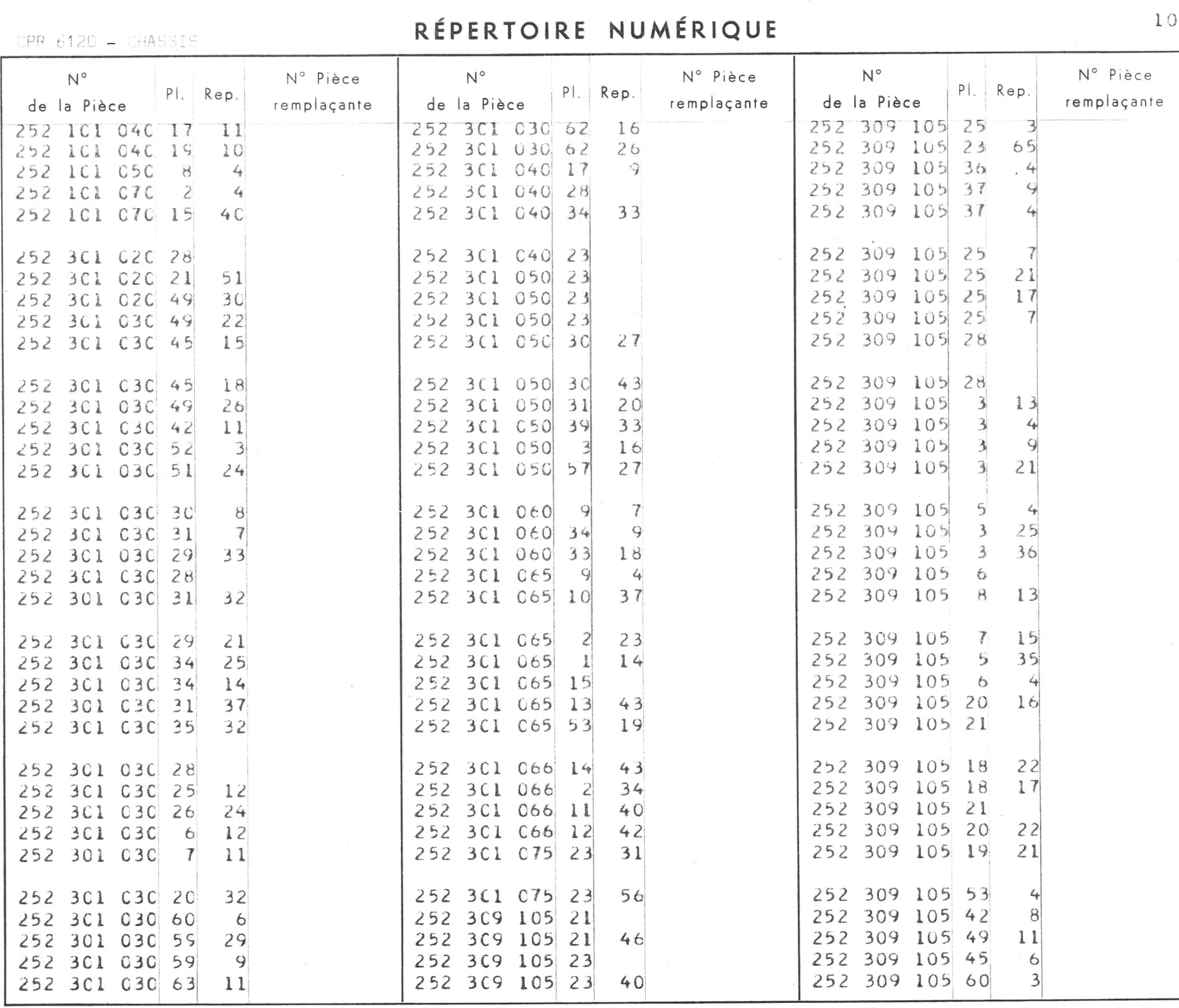 Repertoire Numerique - Chassis, page 26 of 545 — 350-450-480-490-530 Diesel Spare Parts Catalogue, Tome I