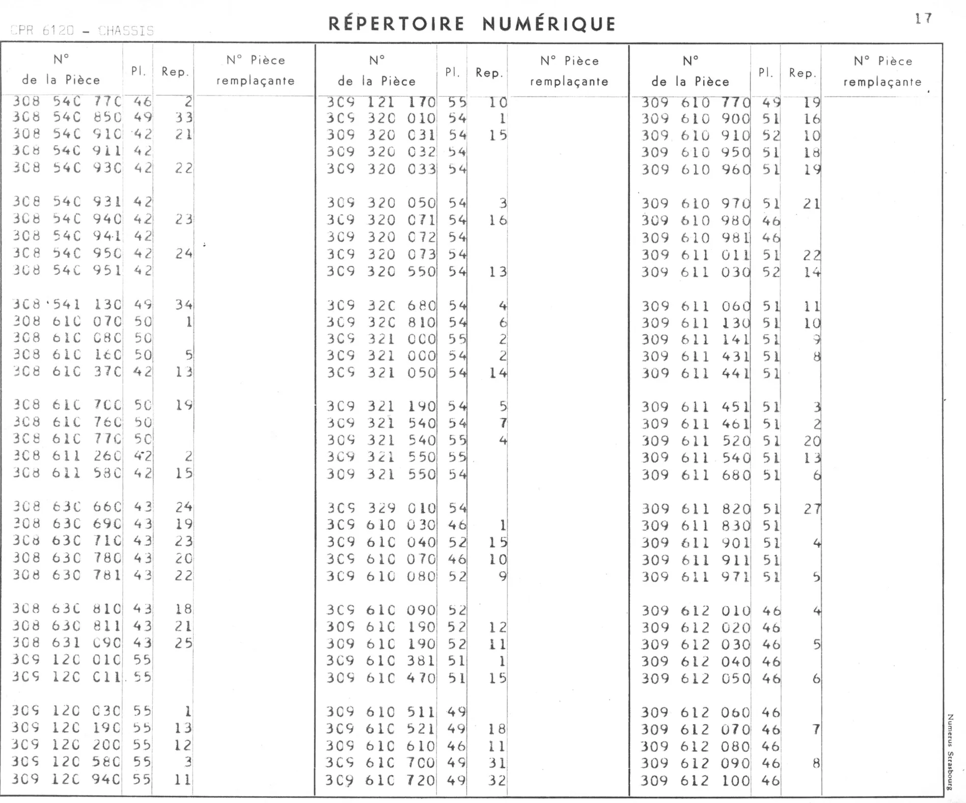 Repertoire Numerique - Chassis, page 33 of 545 — 350-450-480-490-530 Diesel Spare Parts Catalogue, Tome I