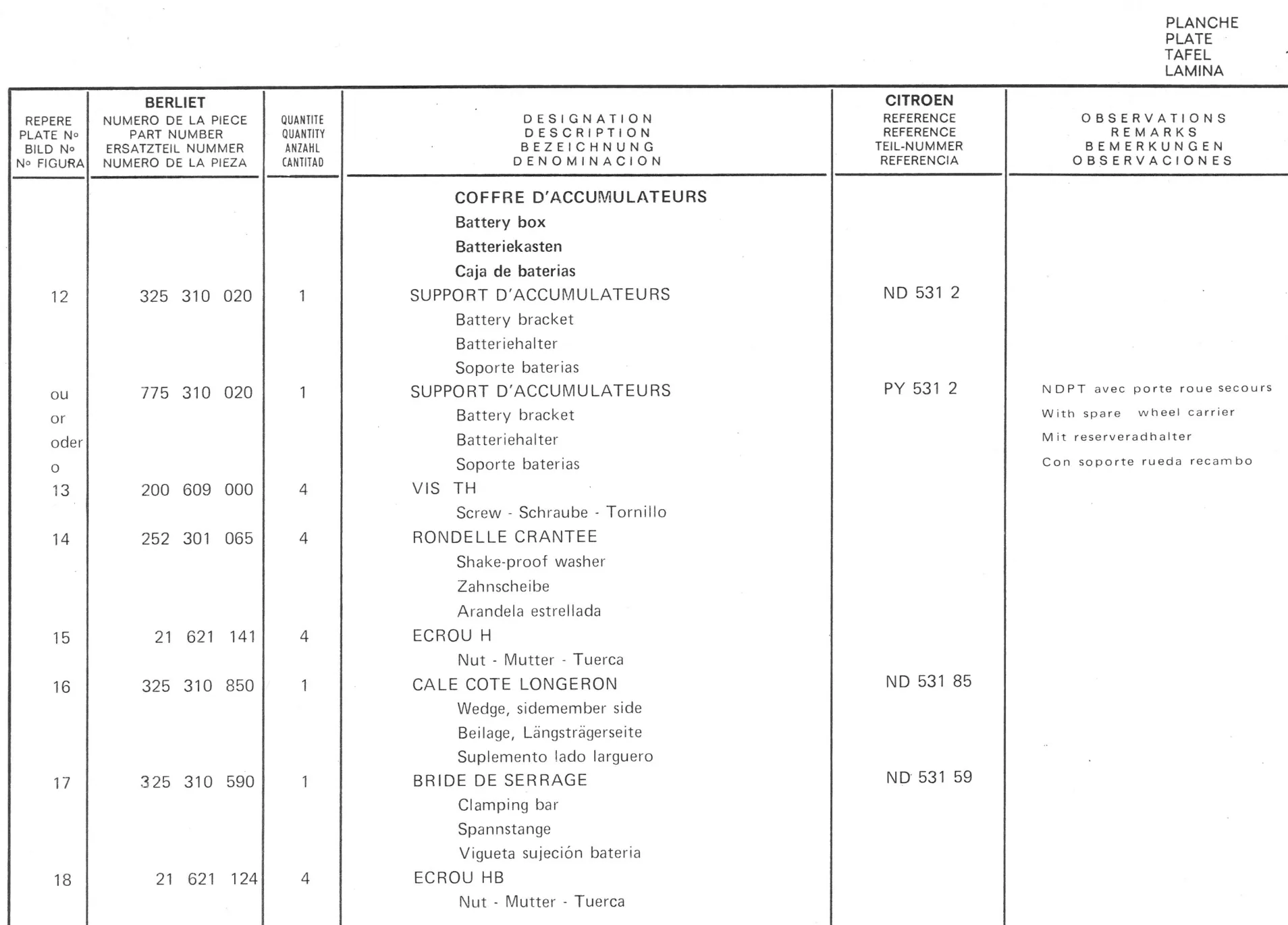 Planche 1: Fixation Moteur Et, page 41 of 545 — 350-450-480-490-530 Diesel Spare Parts Catalogue, Tome I