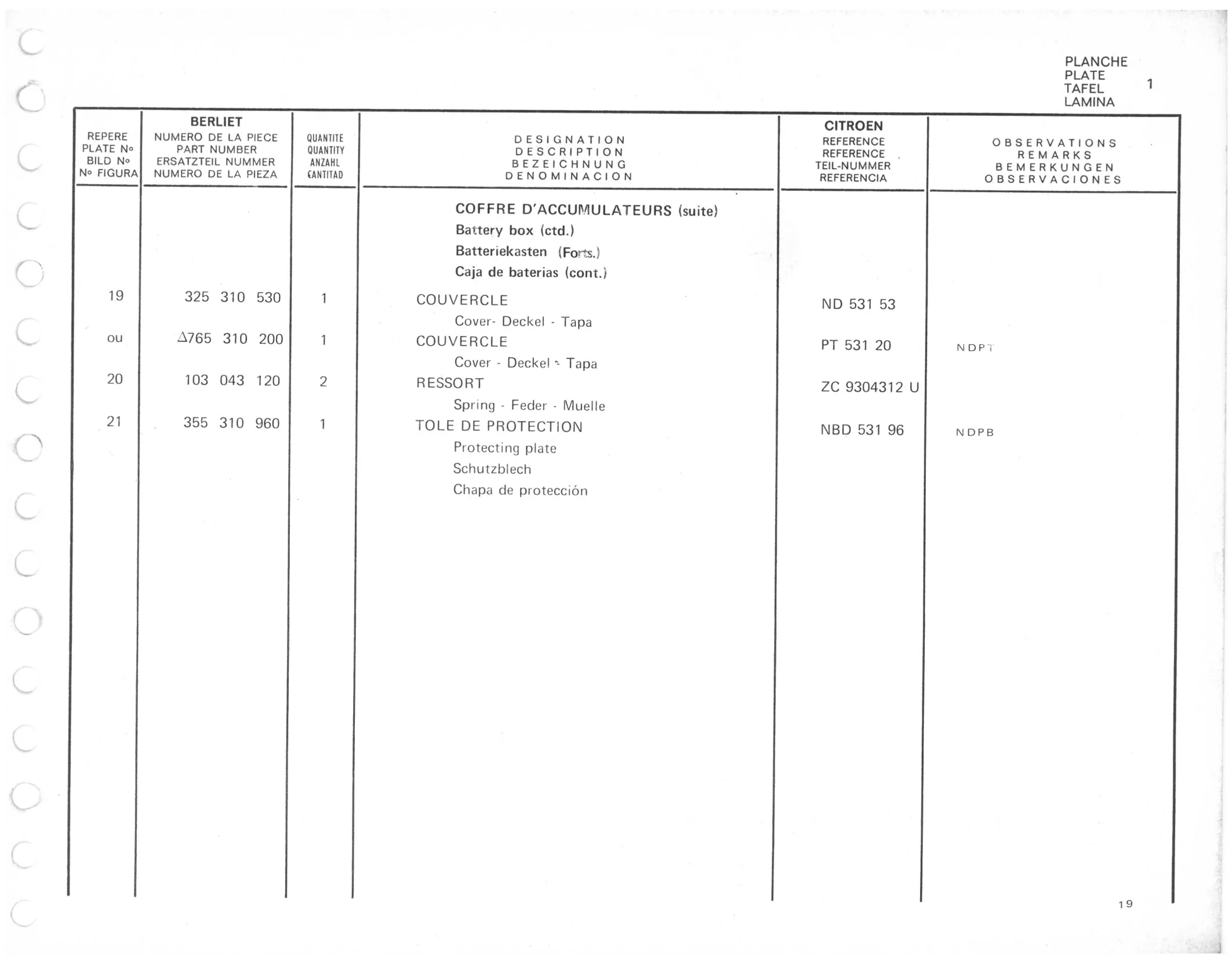 Planche 1: Fixation Moteur Et, page 42 of 545 — 350-450-480-490-530 Diesel Spare Parts Catalogue, Tome I