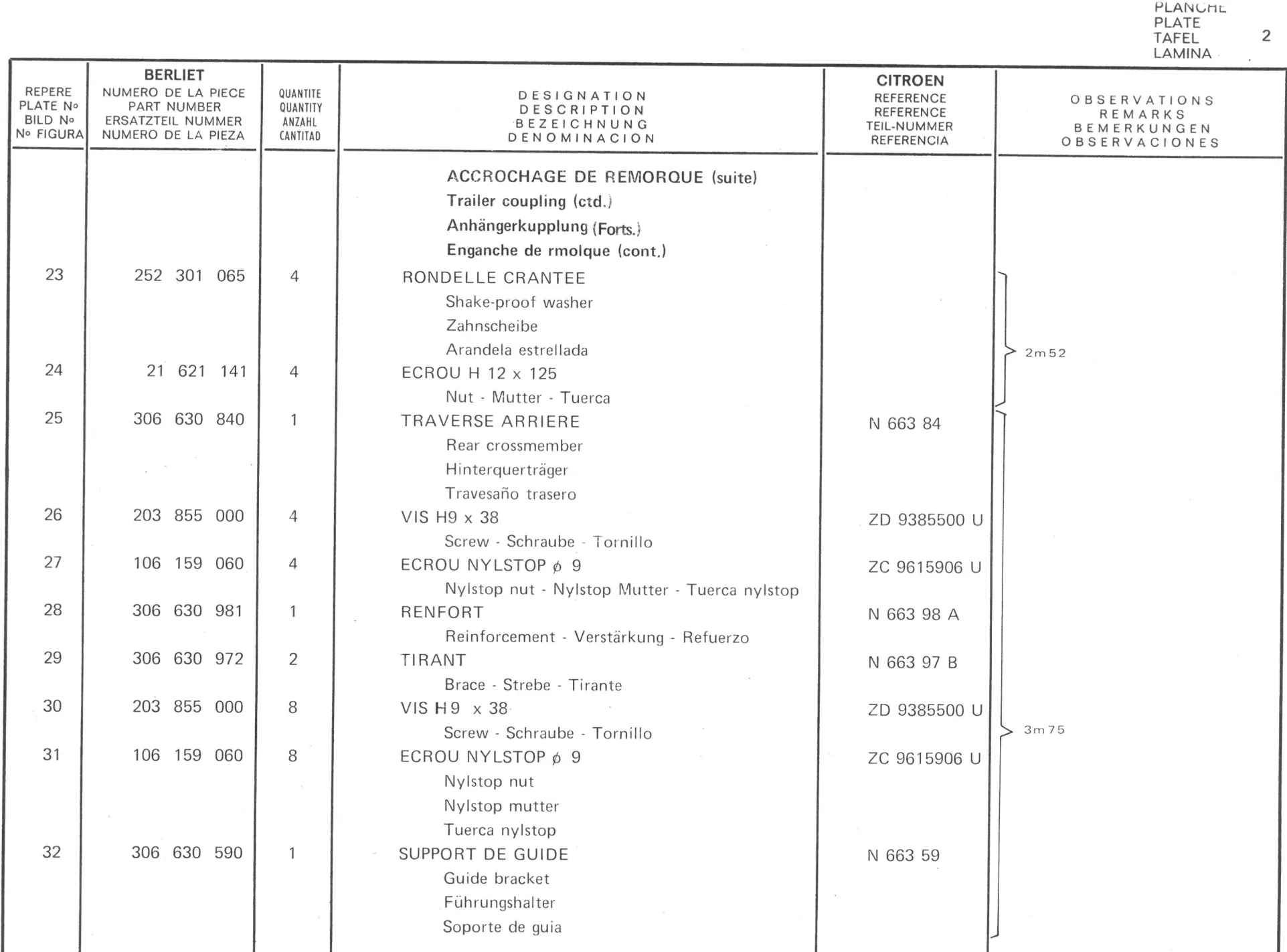 Planche 1: Fixation Moteur Et, page 46 of 545 — 350-450-480-490-530 Diesel Spare Parts Catalogue, Tome I
