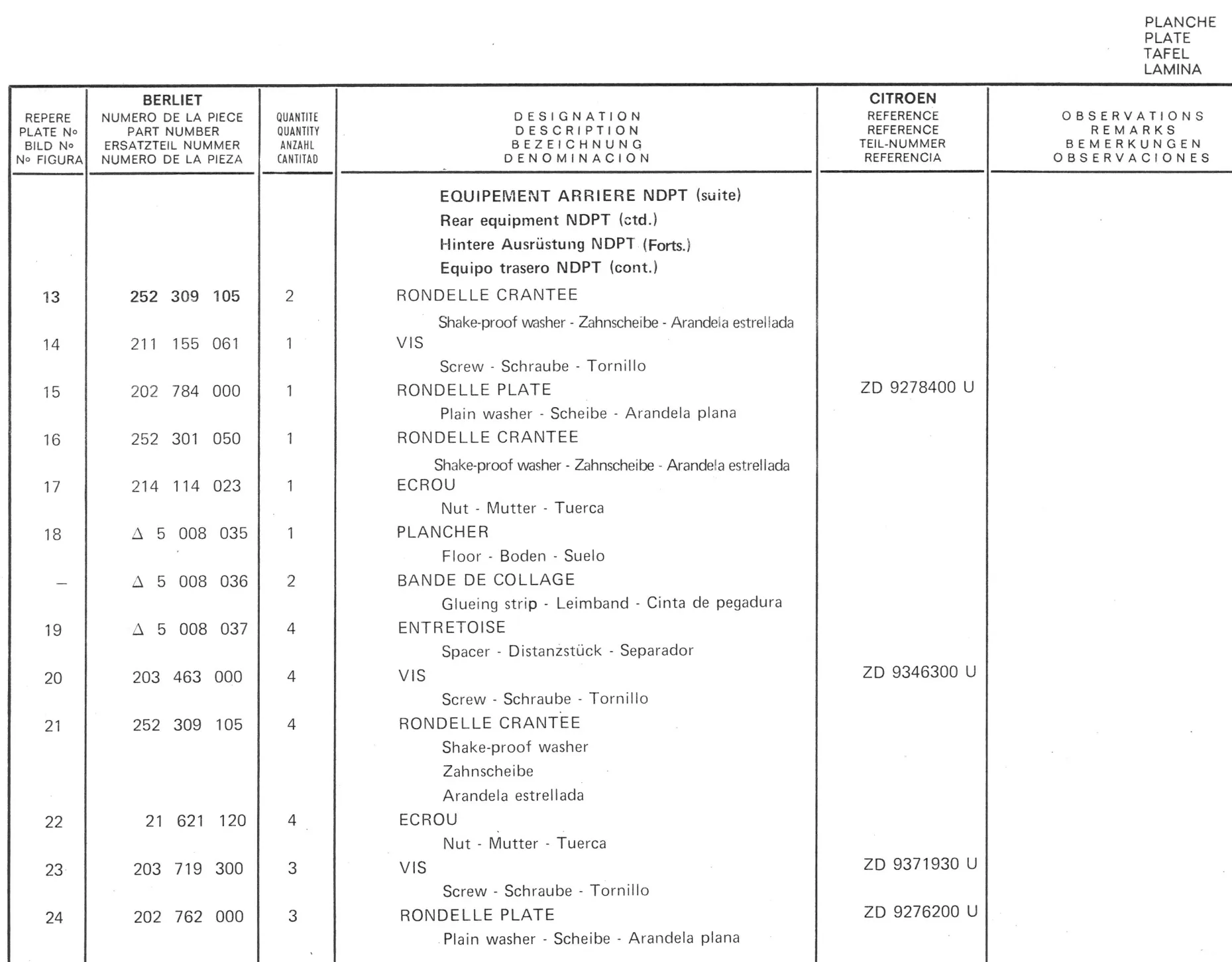Planche 1: Fixation Moteur Et, page 50 of 545 — 350-450-480-490-530 Diesel Spare Parts Catalogue, Tome I