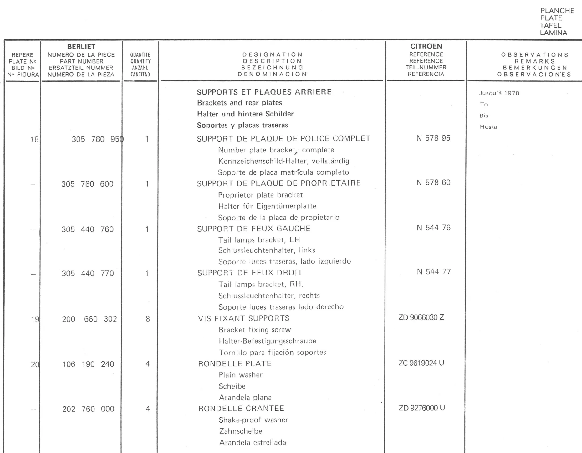 Planche 1: Fixation Moteur Et, page 67 of 545 — 350-450-480-490-530 Diesel Spare Parts Catalogue, Tome I