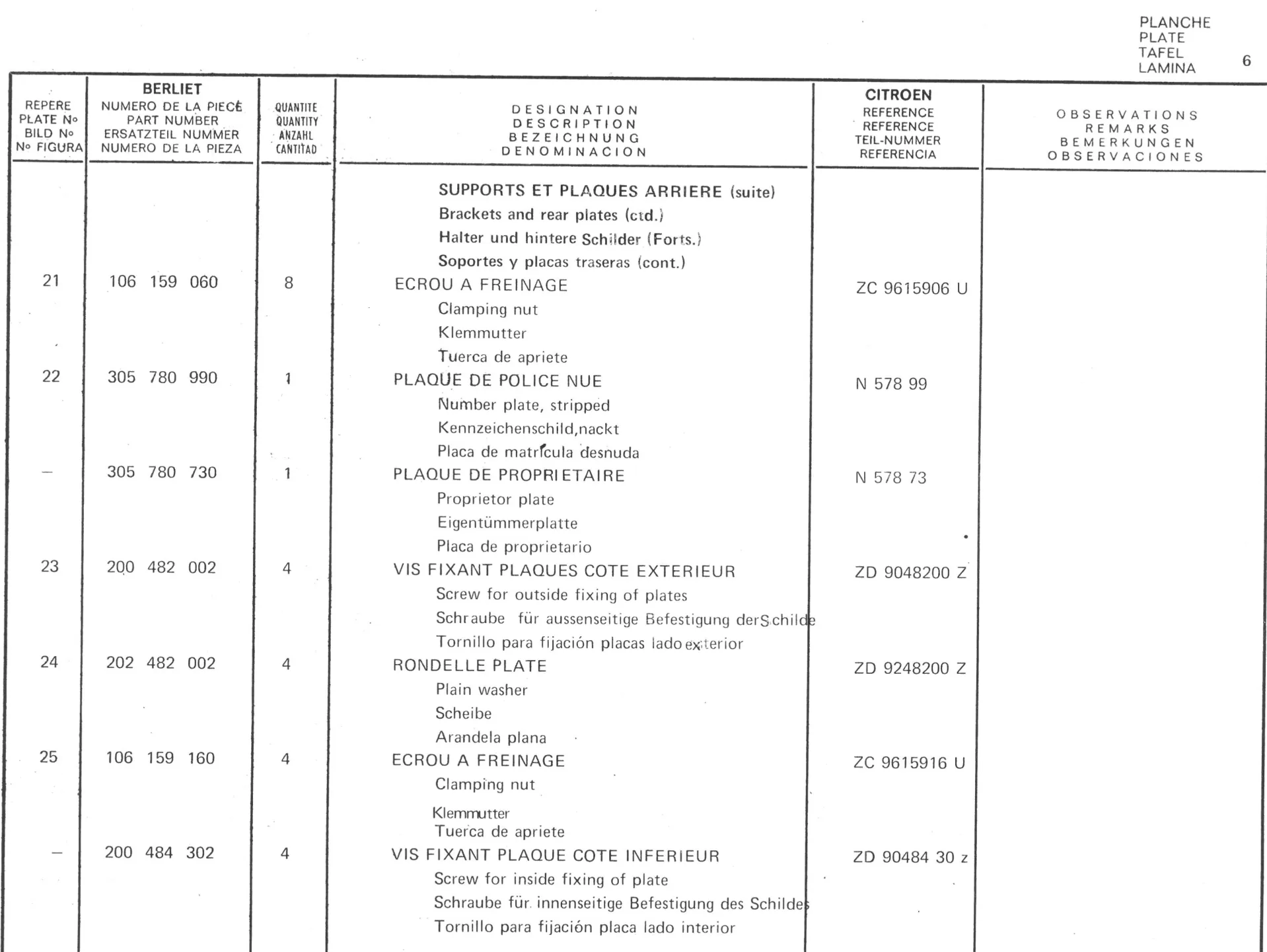 Planche 1: Fixation Moteur Et, page 68 of 545 — 350-450-480-490-530 Diesel Spare Parts Catalogue, Tome I