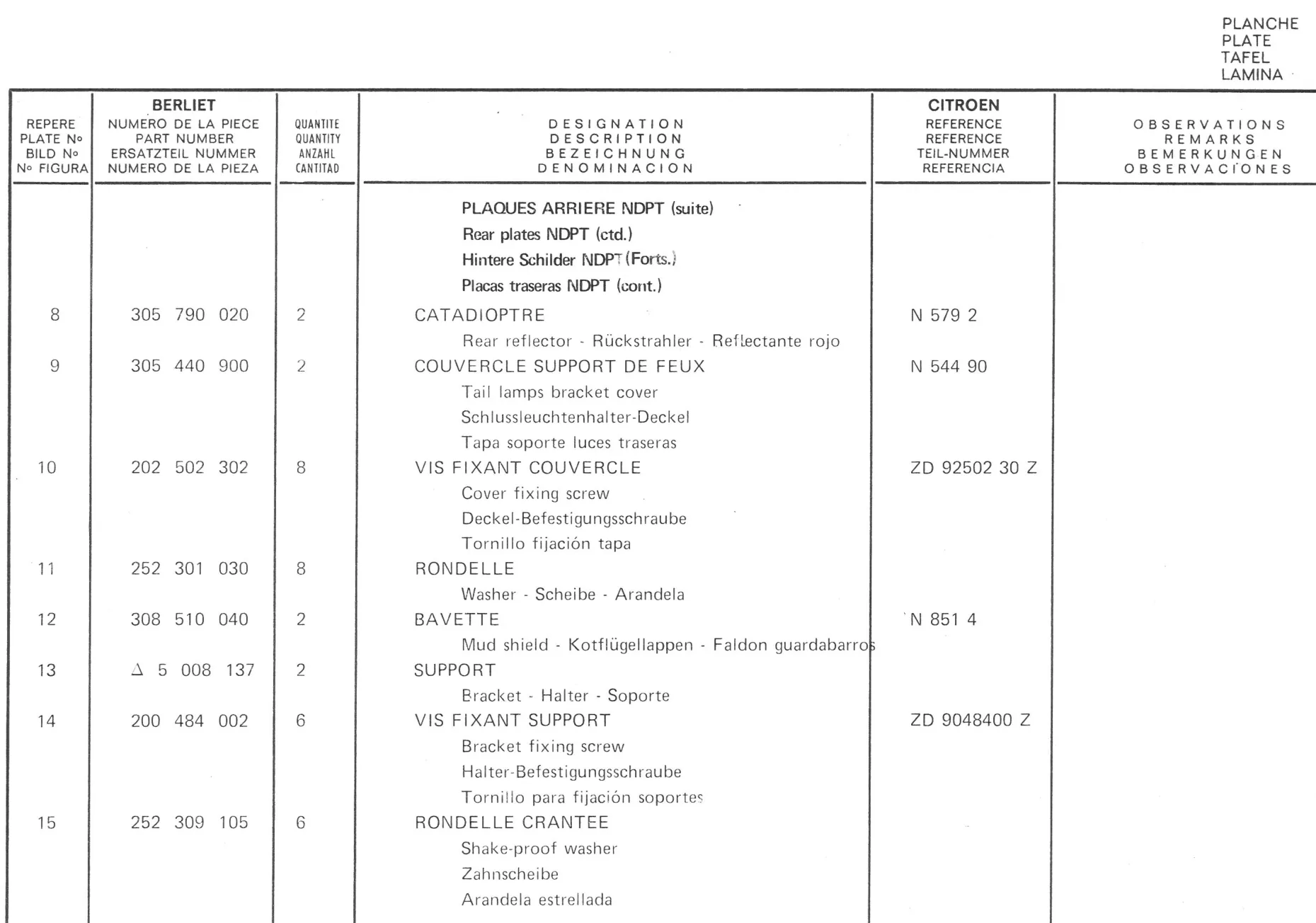 Planche 1: Fixation Moteur Et, page 72 of 545 — 350-450-480-490-530 Diesel Spare Parts Catalogue, Tome I