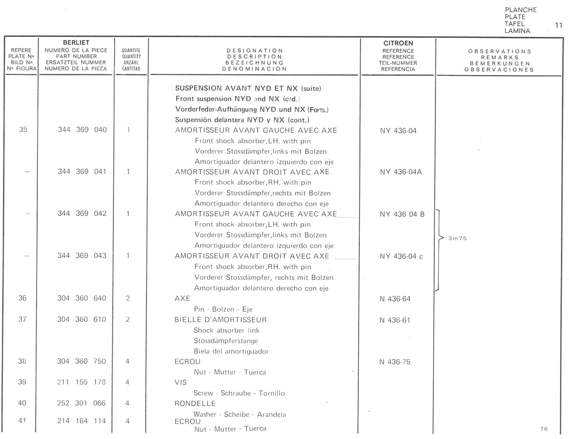 Planche 1: Fixation Moteur Et, page 88 of 545 — 350-450-480-490-530 Diesel Spare Parts Catalogue, Tome I