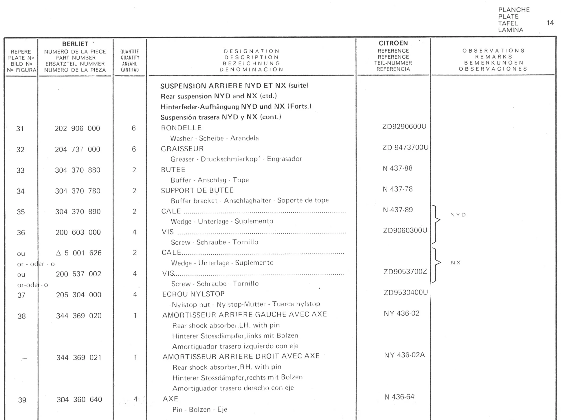 Planche 3: Suspension Avant Nyd Et, page 107 of 545 — 350-450-480-490-530 Diesel Spare Parts Catalogue, Tome I