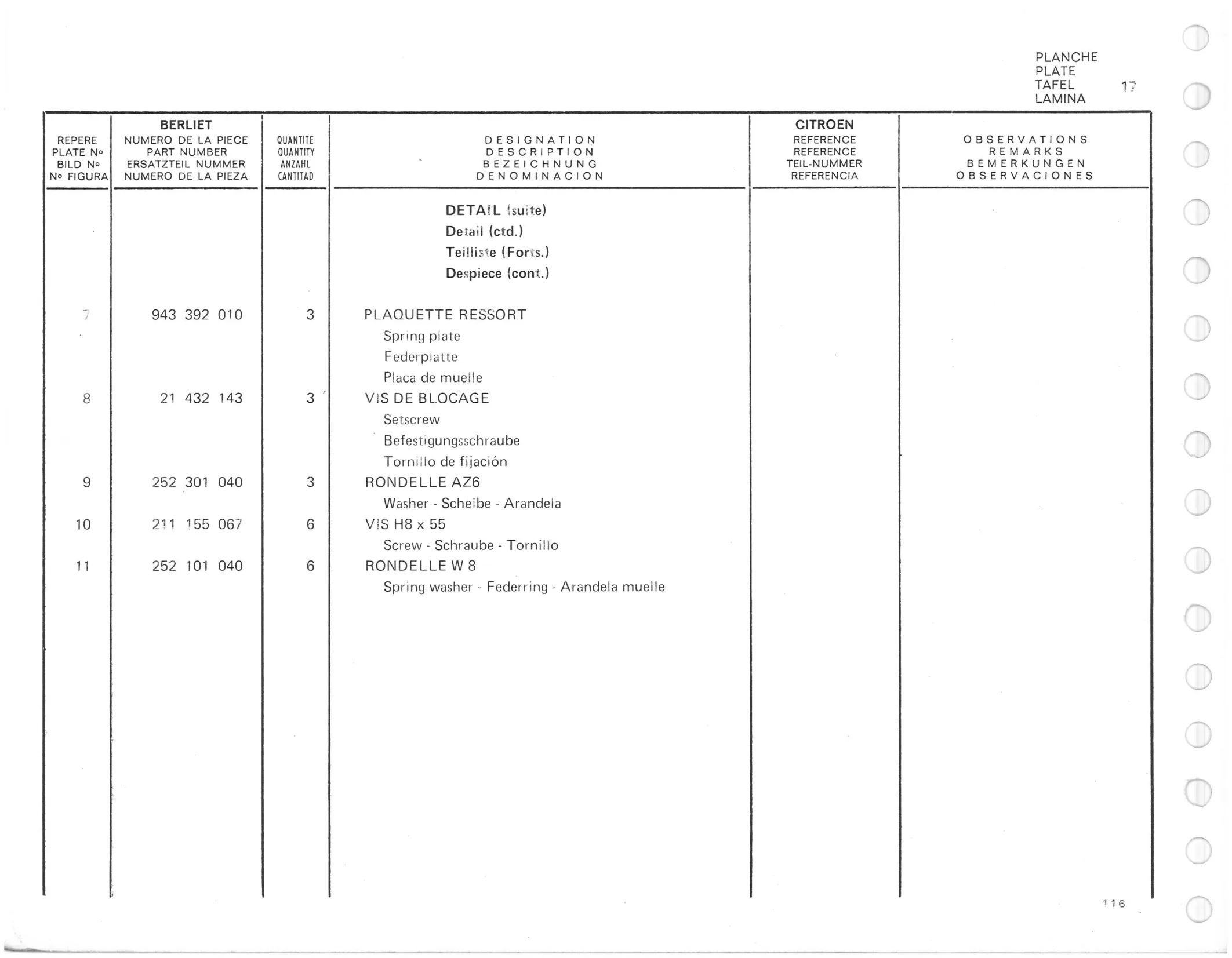 Planche 9: Detail Embrayage 11” Lf30, page 121 of 545 — 350-450-480-490-530 Diesel Spare Parts Catalogue, Tome I
