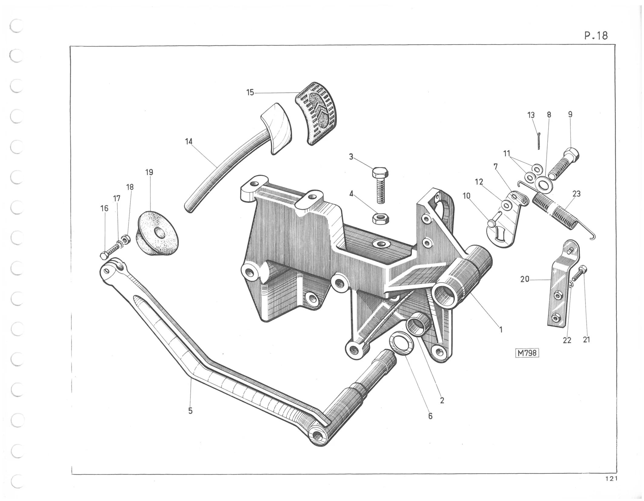 Planche 10: Pedalier Commande De Debrayage..., page 125 of 545 — 350-450-480-490-530 Diesel Spare Parts Catalogue, Tome I