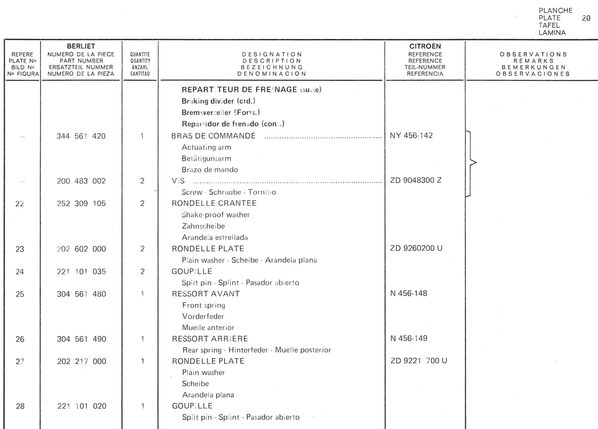 Planche 10: Pedalier Commande De Debrayage..., page 133 of 545 — 350-450-480-490-530 Diesel Spare Parts Catalogue, Tome I
