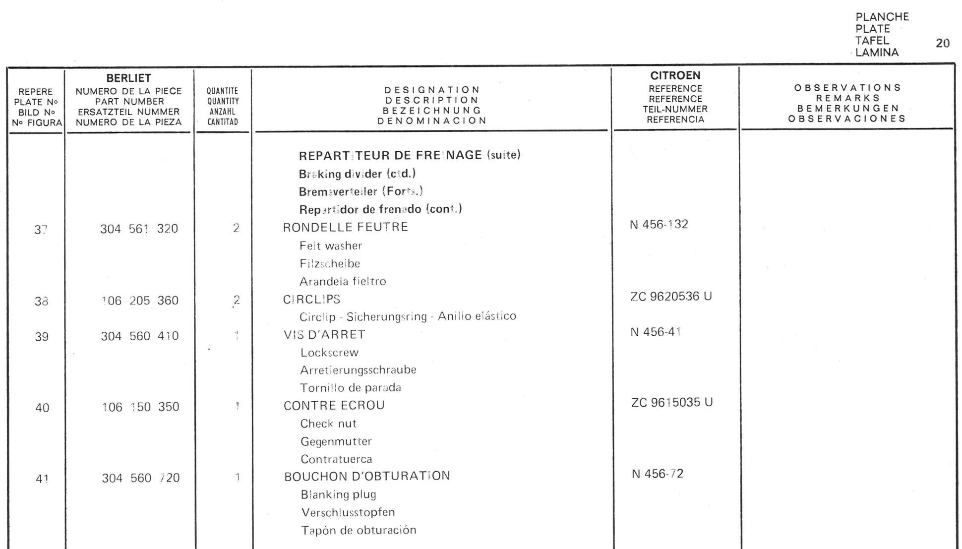 Planche 10: Pedalier Commande De Debrayage..., page 135 of 545 — 350-450-480-490-530 Diesel Spare Parts Catalogue, Tome I
