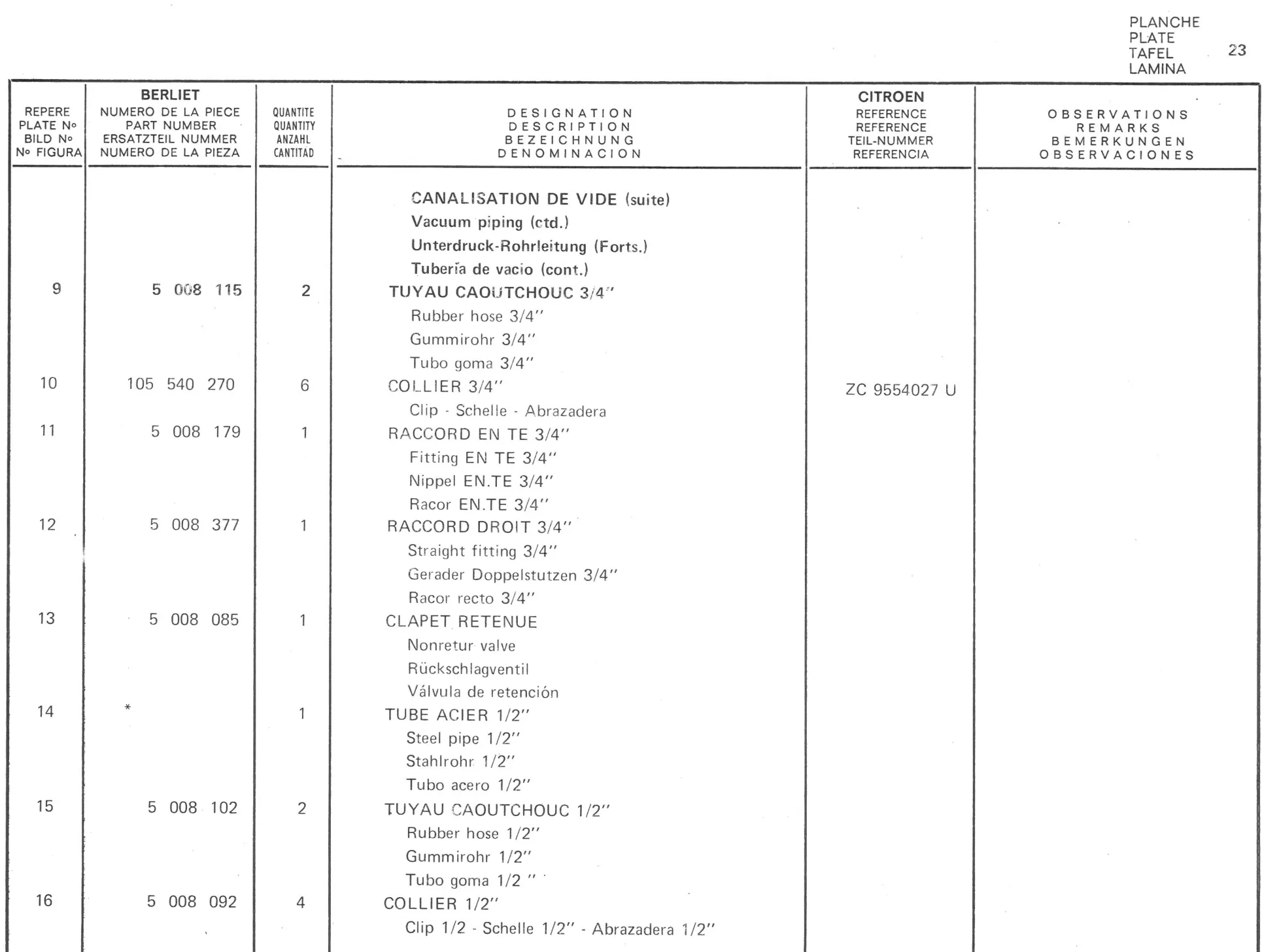 Planche 11: Commande Hydraulique De Debrayage, page 152 of 545 — 350-450-480-490-530 Diesel Spare Parts Catalogue, Tome I