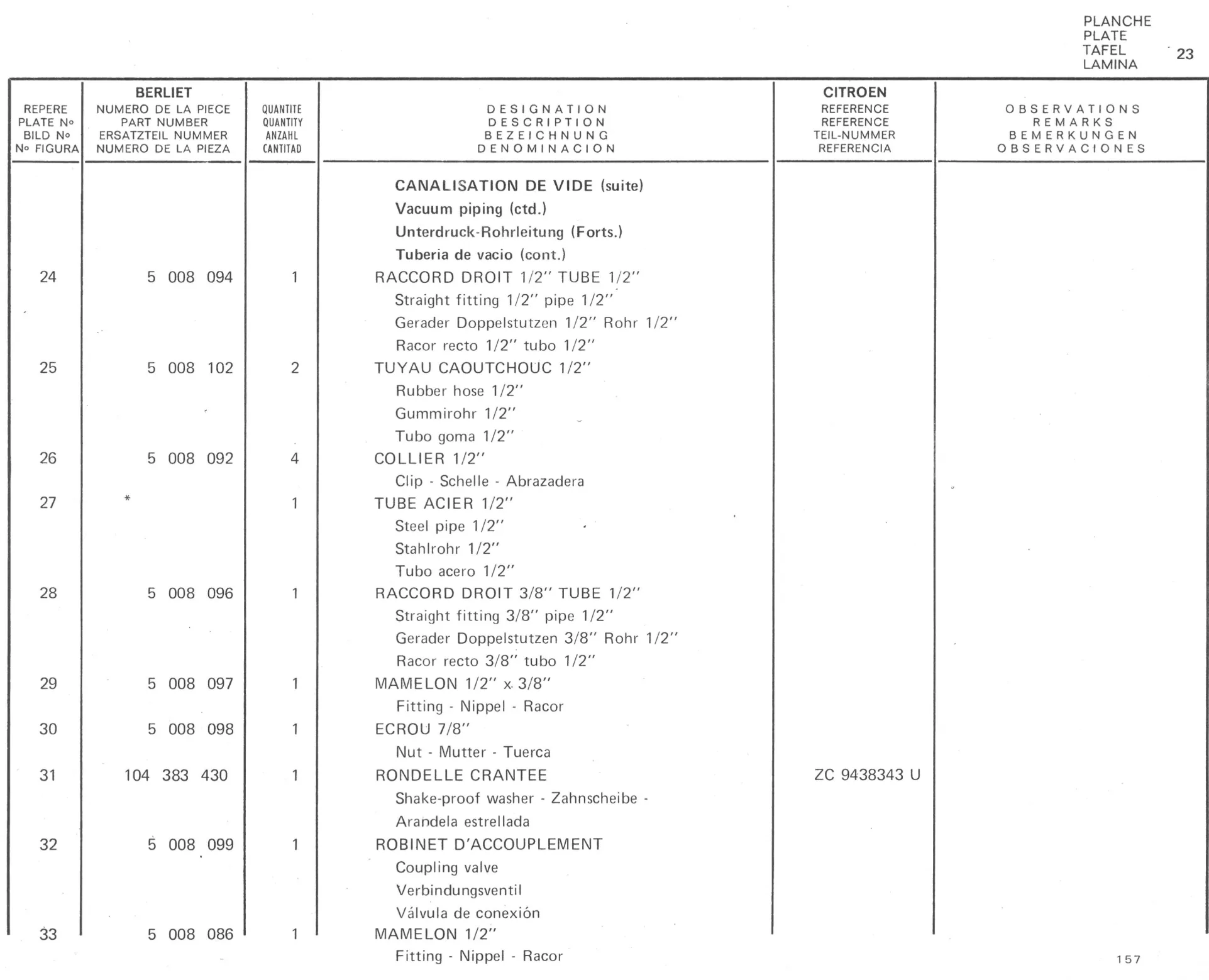Planche 11: Commande Hydraulique De Debrayage, page 155 of 545 — 350-450-480-490-530 Diesel Spare Parts Catalogue, Tome I