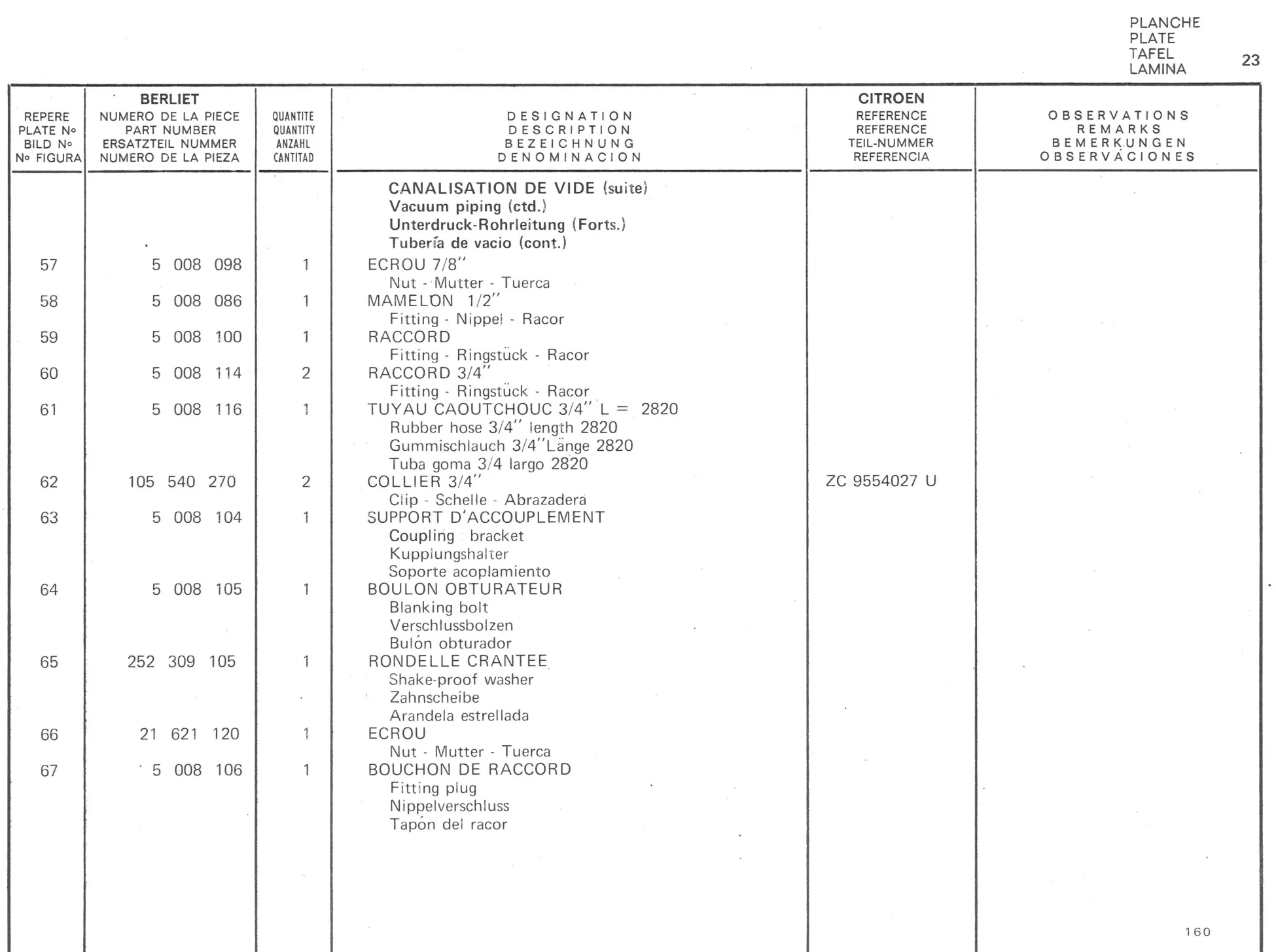Planche 11: Commande Hydraulique De Debrayage, page 158 of 545 — 350-450-480-490-530 Diesel Spare Parts Catalogue, Tome I