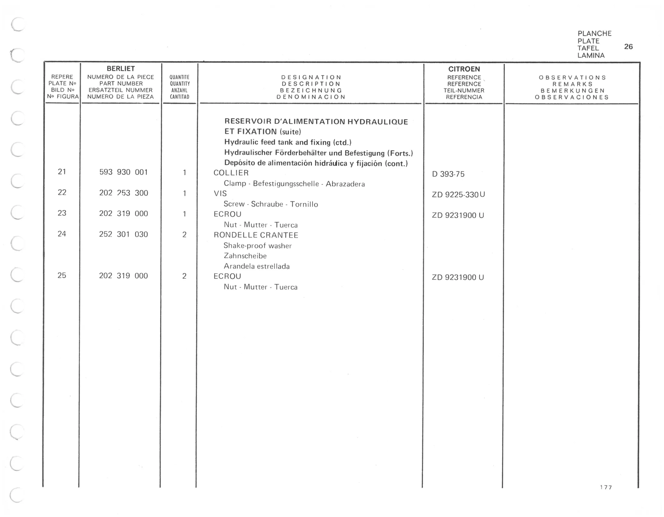 Planche 18: Reservoir D’Alimentation Hydraulique Et, page 171 of 545 — 350-450-480-490-530 Diesel Spare Parts Catalogue, Tome I