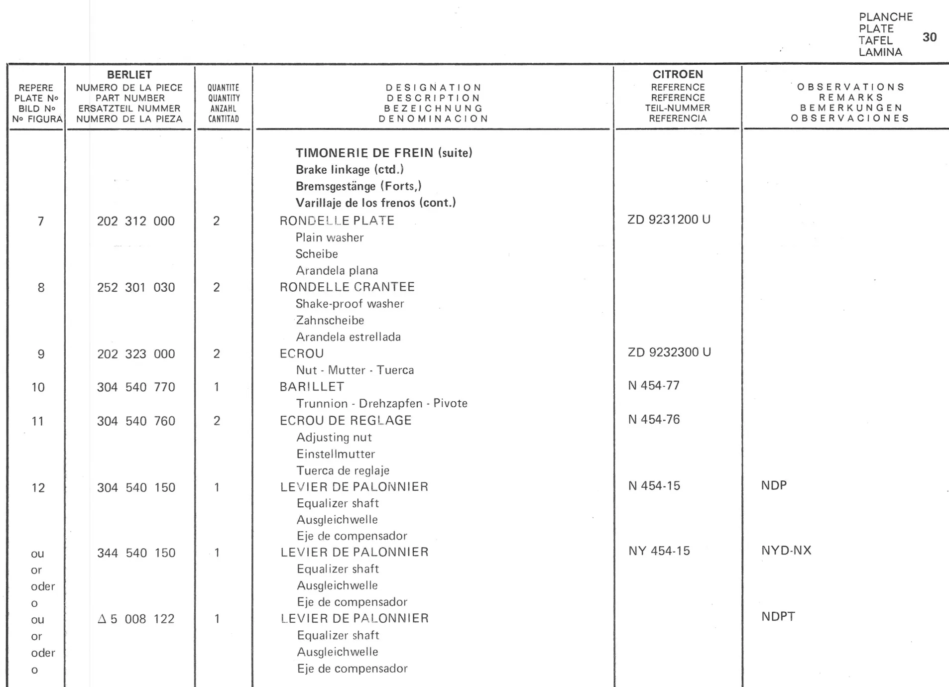 Planche 21: Frein A Main, page 189 of 545 — 350-450-480-490-530 Diesel Spare Parts Catalogue, Tome I