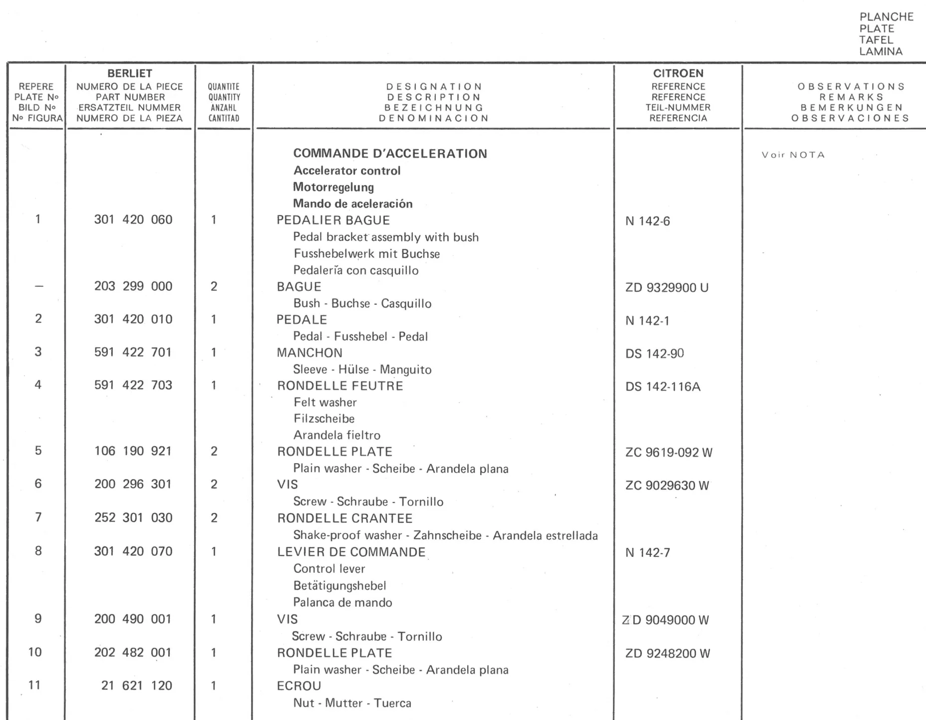Planche 23: Commandes D’Acceleration De Ralenti Et De Stop., page 195 of 545 — 350-450-480-490-530 Diesel Spare Parts Catalogue, Tome I