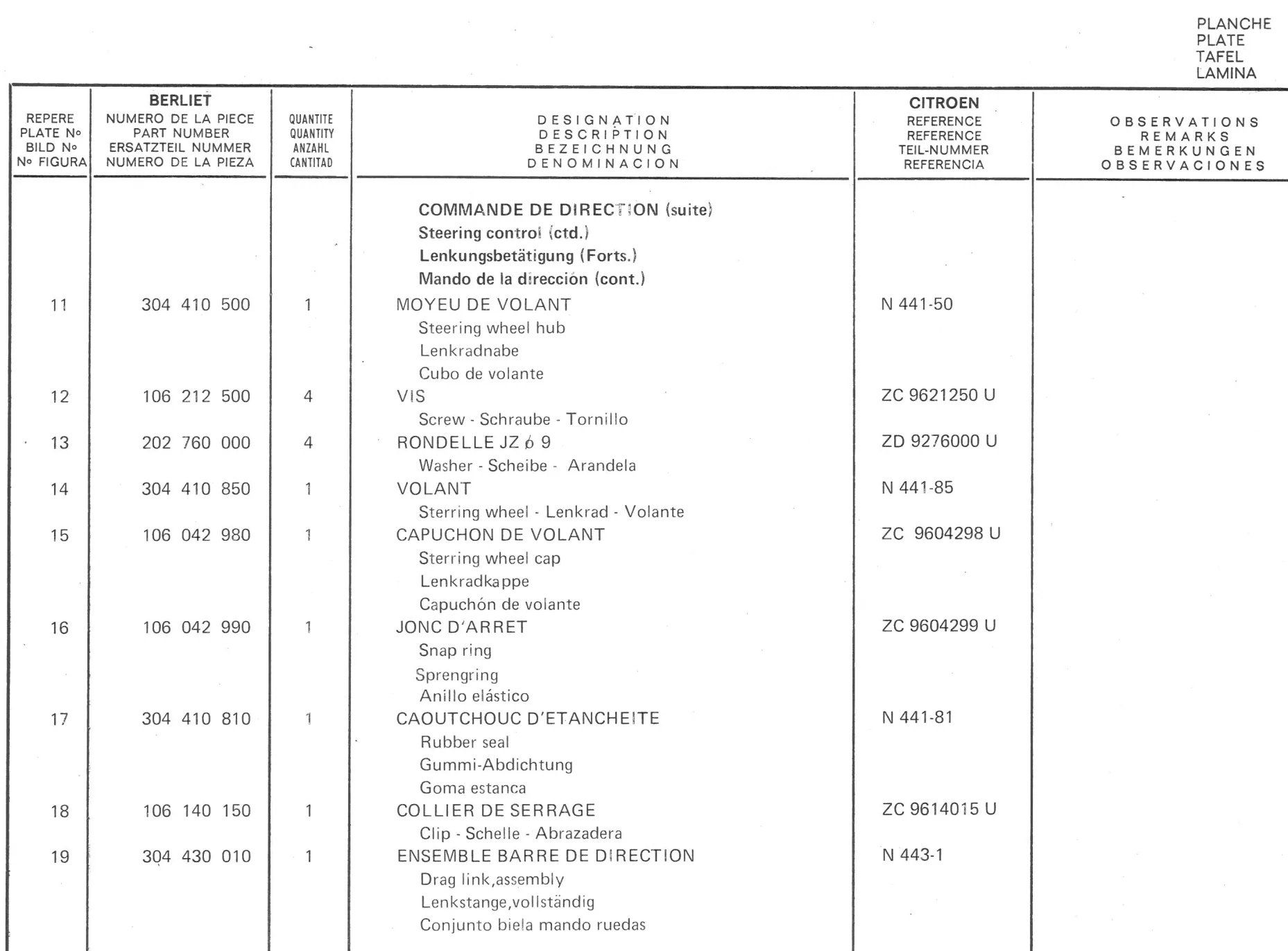 Planche 24: Commande De Direction Bielle De, page 201 of 545 — 350-450-480-490-530 Diesel Spare Parts Catalogue, Tome I