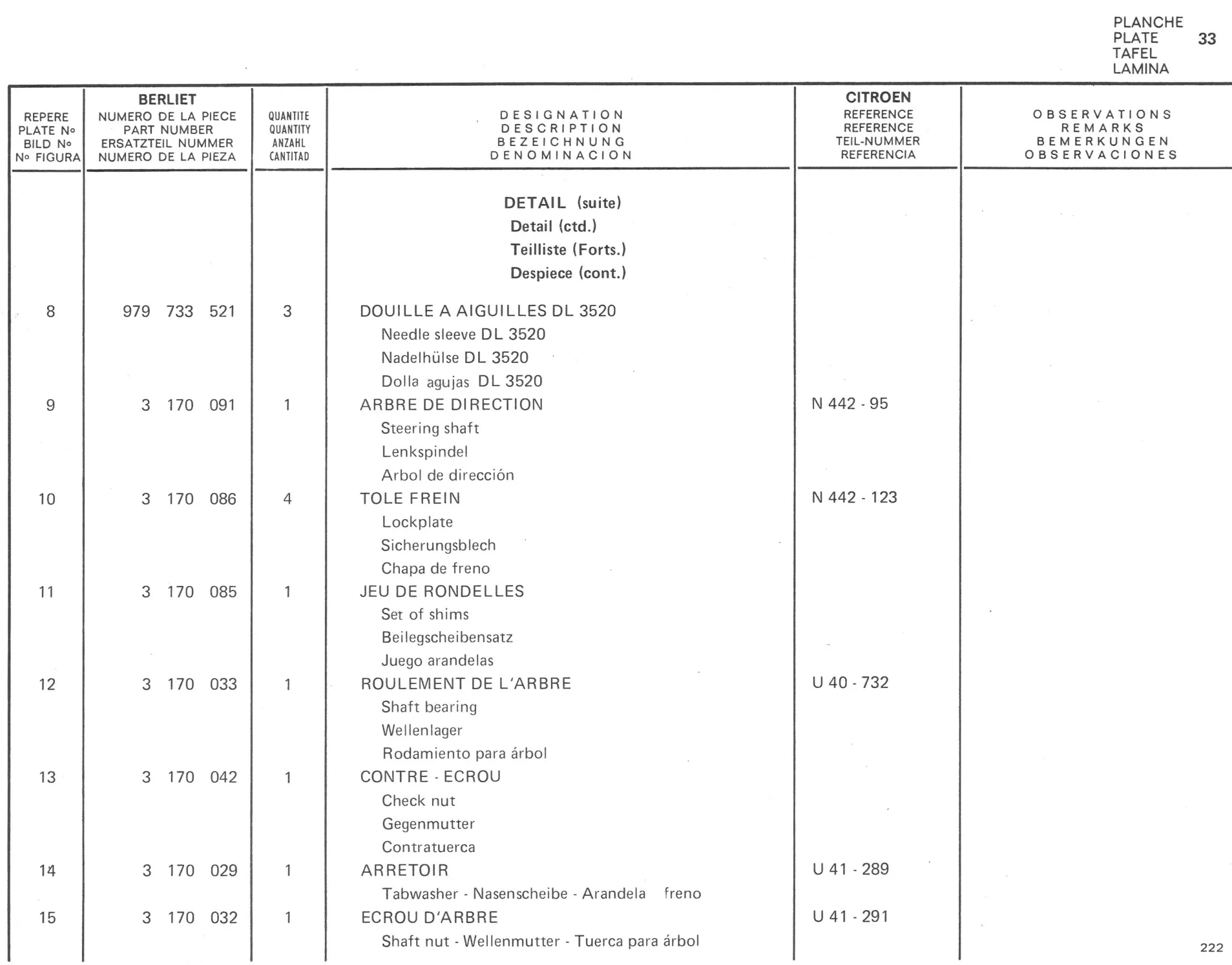 Planche 25: Detail Boitier De Direction, page 205 of 545 — 350-450-480-490-530 Diesel Spare Parts Catalogue, Tome I