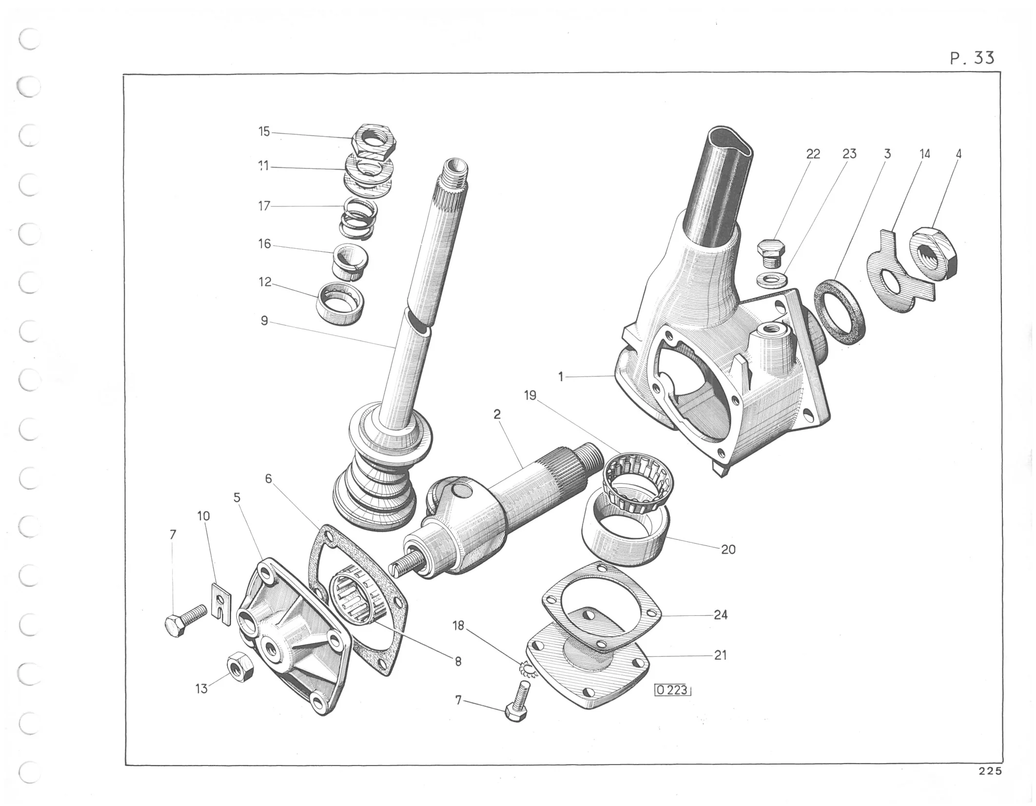 Planche 25: Detail Boitier De Direction, page 207 of 545 — 350-450-480-490-530 Diesel Spare Parts Catalogue, Tome I