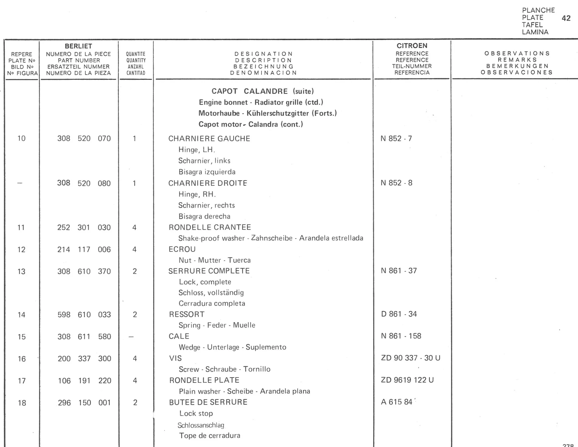 Planche 32: Cabine Elements Exterieurs De Cabine, page 248 of 545 — 350-450-480-490-530 Diesel Spare Parts Catalogue, Tome I