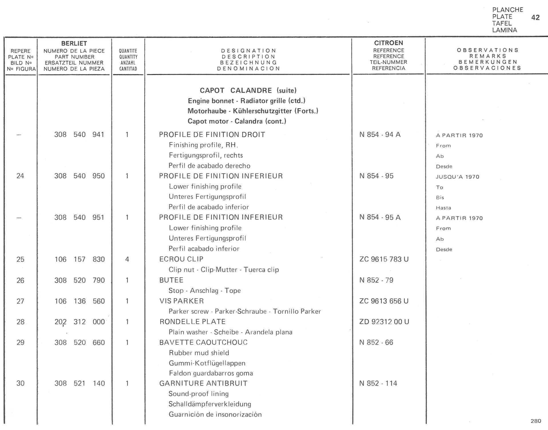 Planche 32: Cabine Elements Exterieurs De Cabine, page 250 of 545 — 350-450-480-490-530 Diesel Spare Parts Catalogue, Tome I