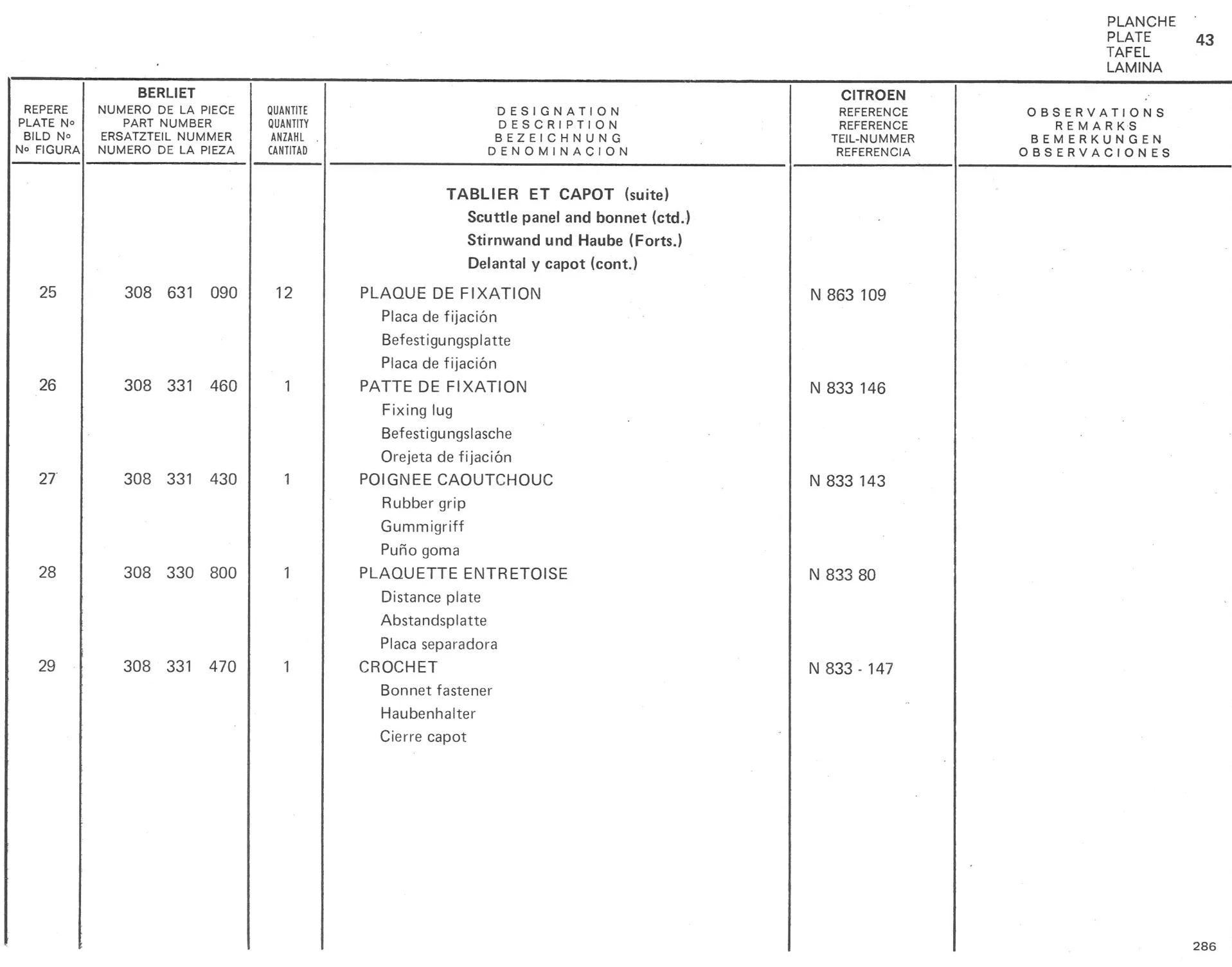 Planche 32: Cabine Elements Exterieurs De Cabine, page 255 of 545 — 350-450-480-490-530 Diesel Spare Parts Catalogue, Tome I