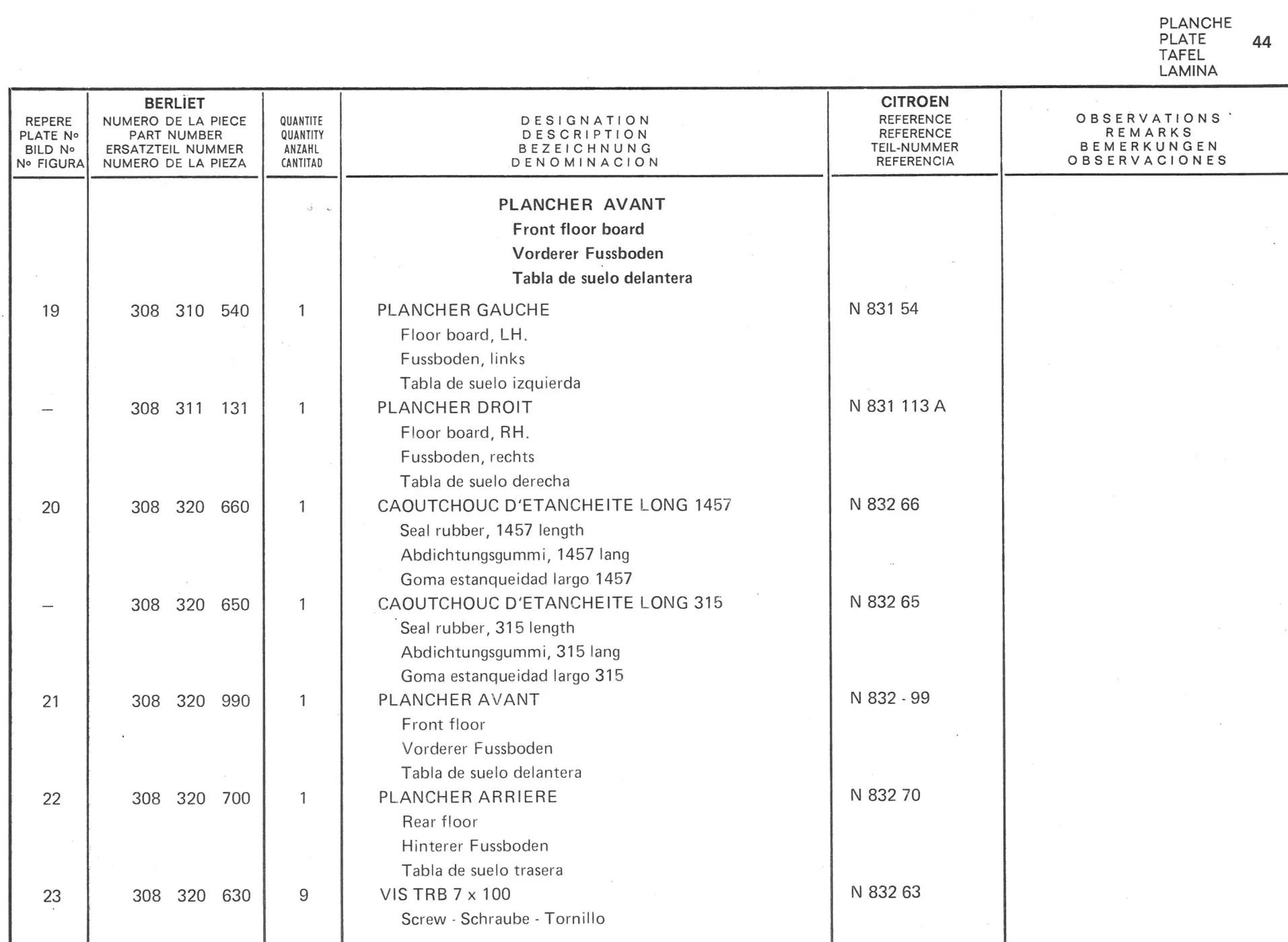 Planche 32: Cabine Elements Exterieurs De Cabine, page 260 of 545 — 350-450-480-490-530 Diesel Spare Parts Catalogue, Tome I