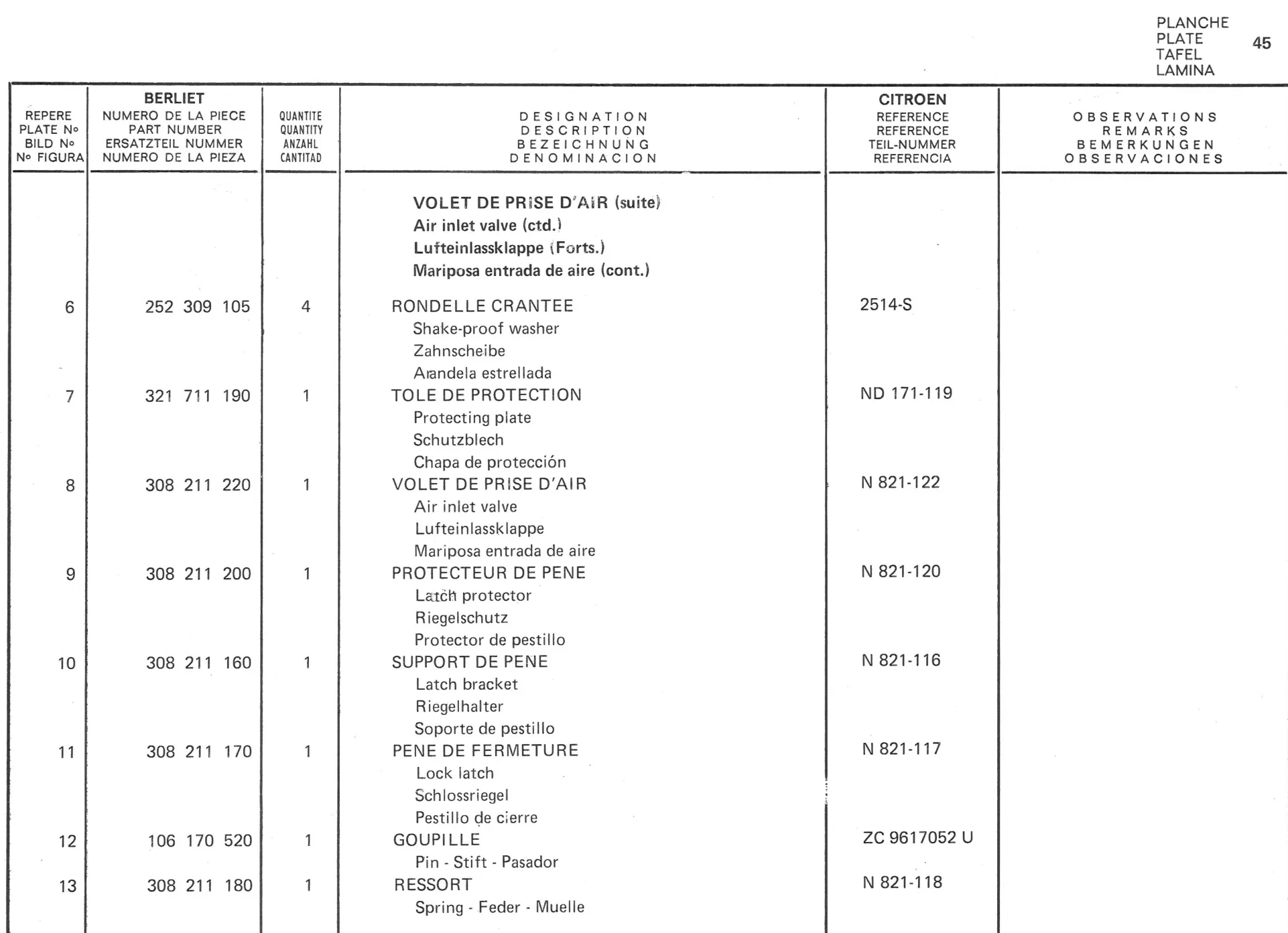 Planche 32: Cabine Elements Exterieurs De Cabine, page 263 of 545 — 350-450-480-490-530 Diesel Spare Parts Catalogue, Tome I