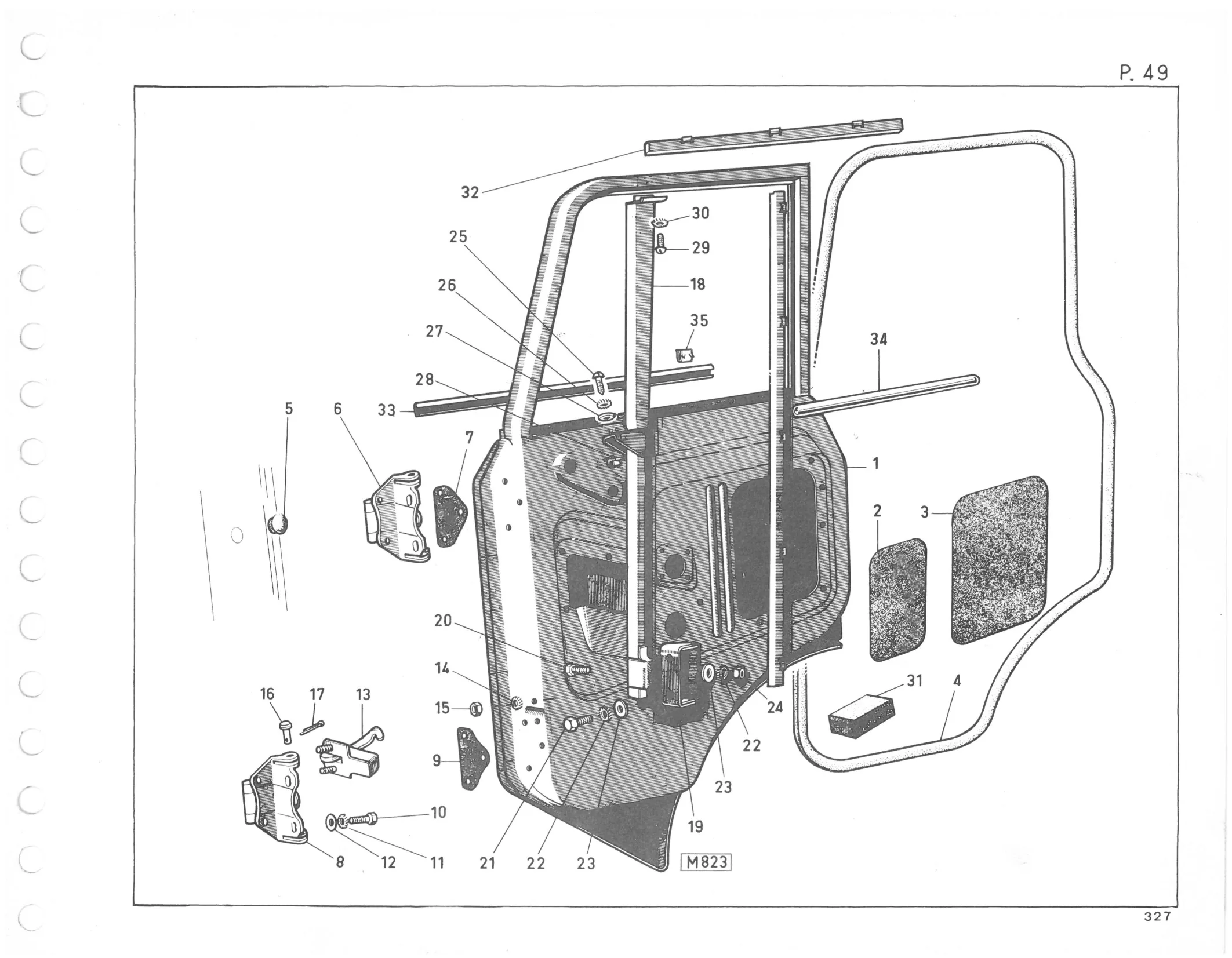 Planche 39: Portes De Cabine, page 286 of 545 — 350-450-480-490-530 Diesel Spare Parts Catalogue, Tome I