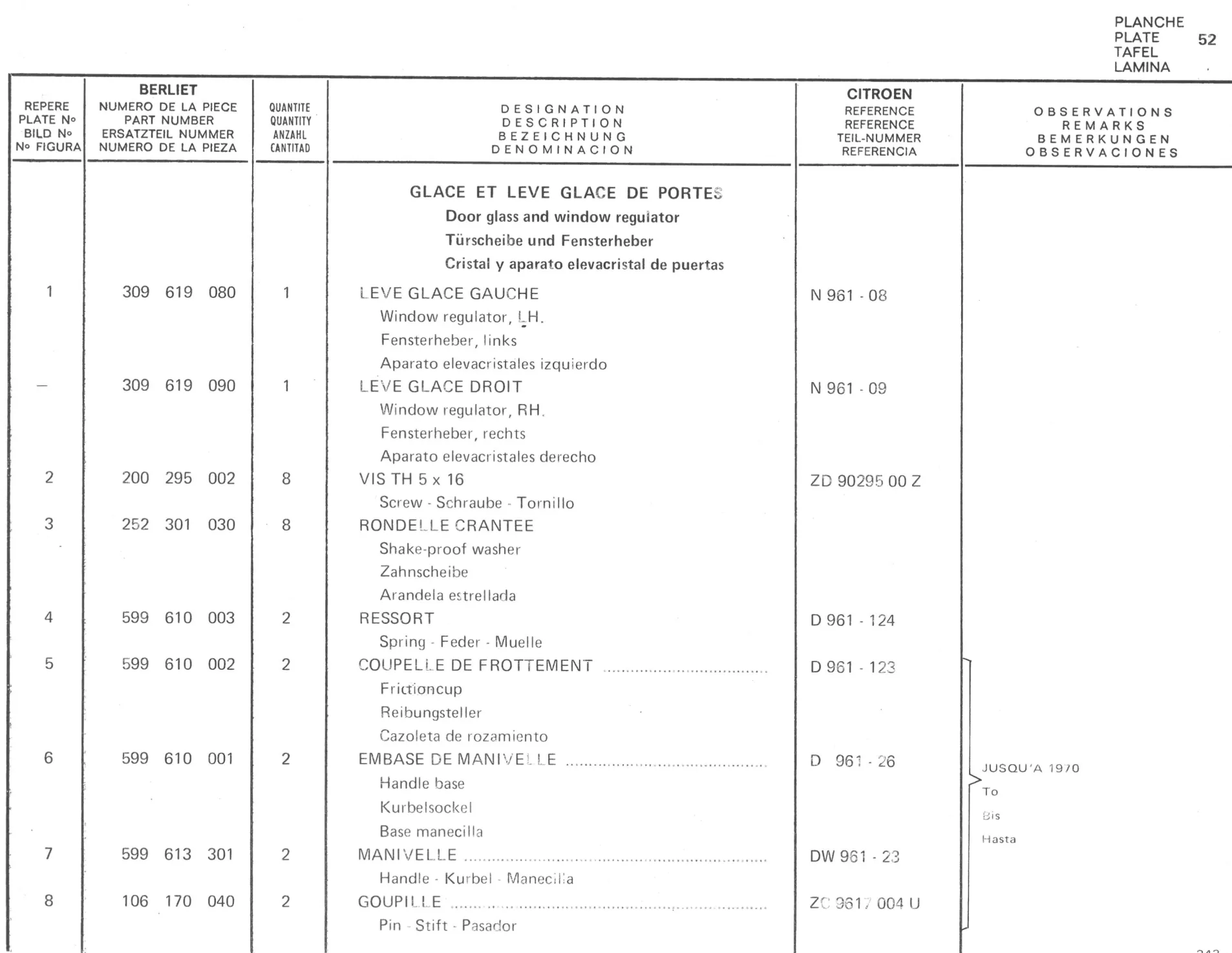 Planche 41: Teflecteur Le, page 299 of 545 — 350-450-480-490-530 Diesel Spare Parts Catalogue, Tome I