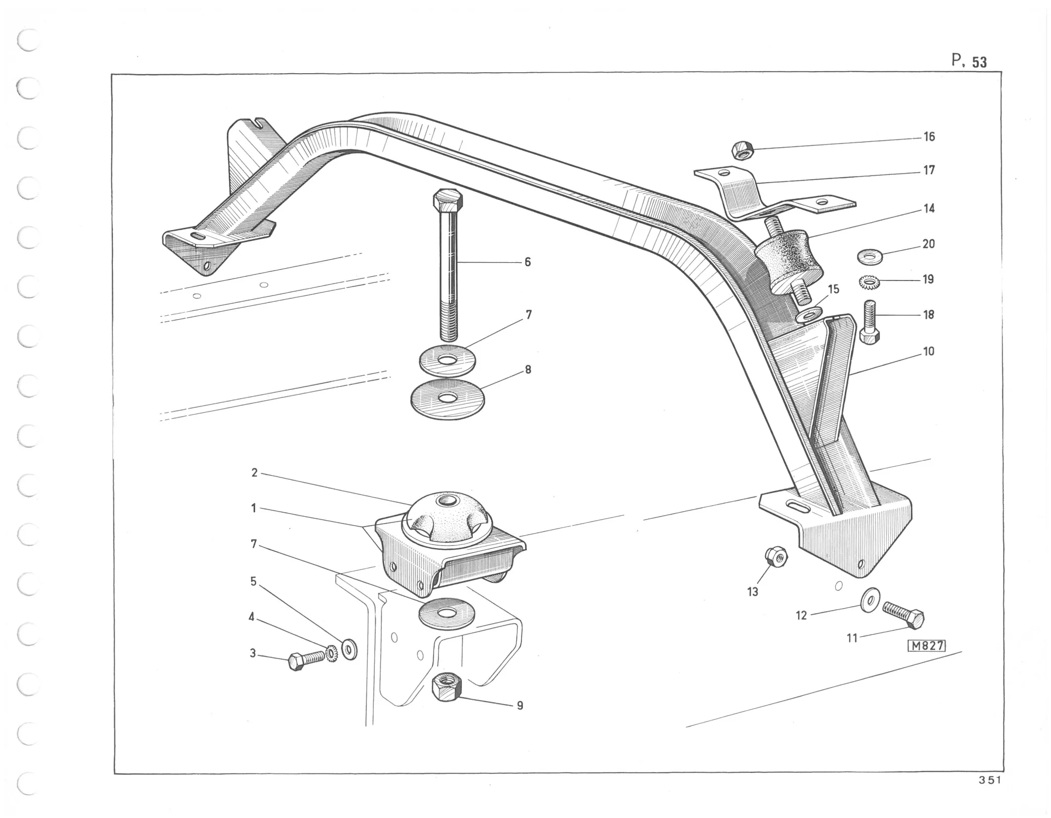 Planche 43: Fixation De Cabine, page 305 of 545 — 350-450-480-490-530 Diesel Spare Parts Catalogue, Tome I