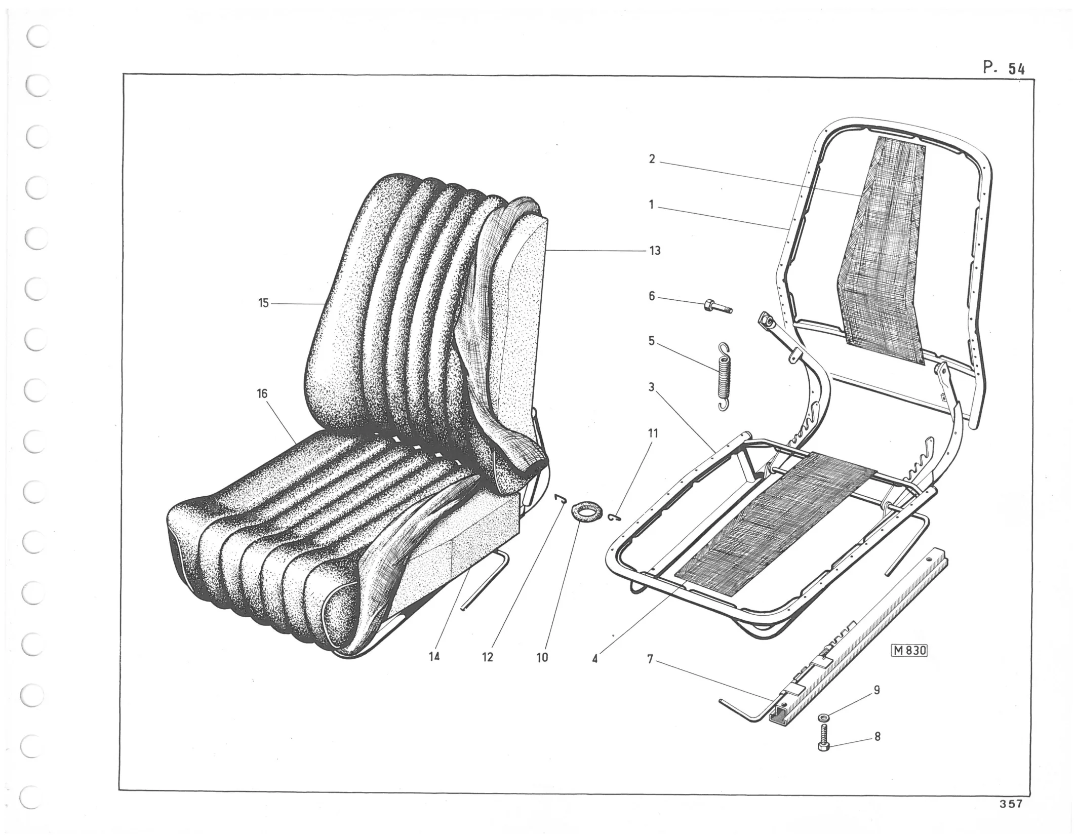 Planche 44: Siege Articule Jusqu’A, page 309 of 545 — 350-450-480-490-530 Diesel Spare Parts Catalogue, Tome I