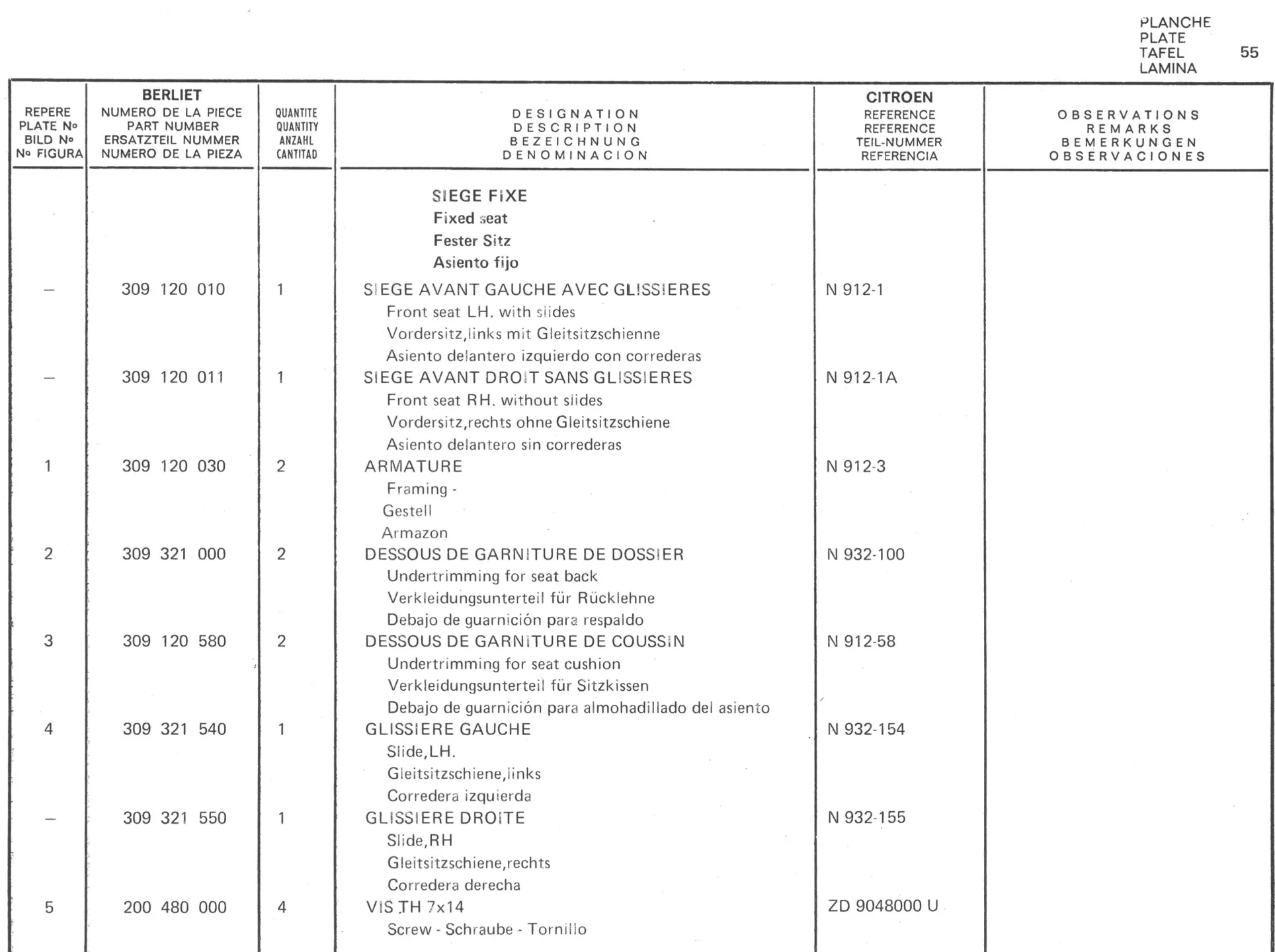 Planche 44: Siege Articule Jusqu’A, page 310 of 545 — 350-450-480-490-530 Diesel Spare Parts Catalogue, Tome I