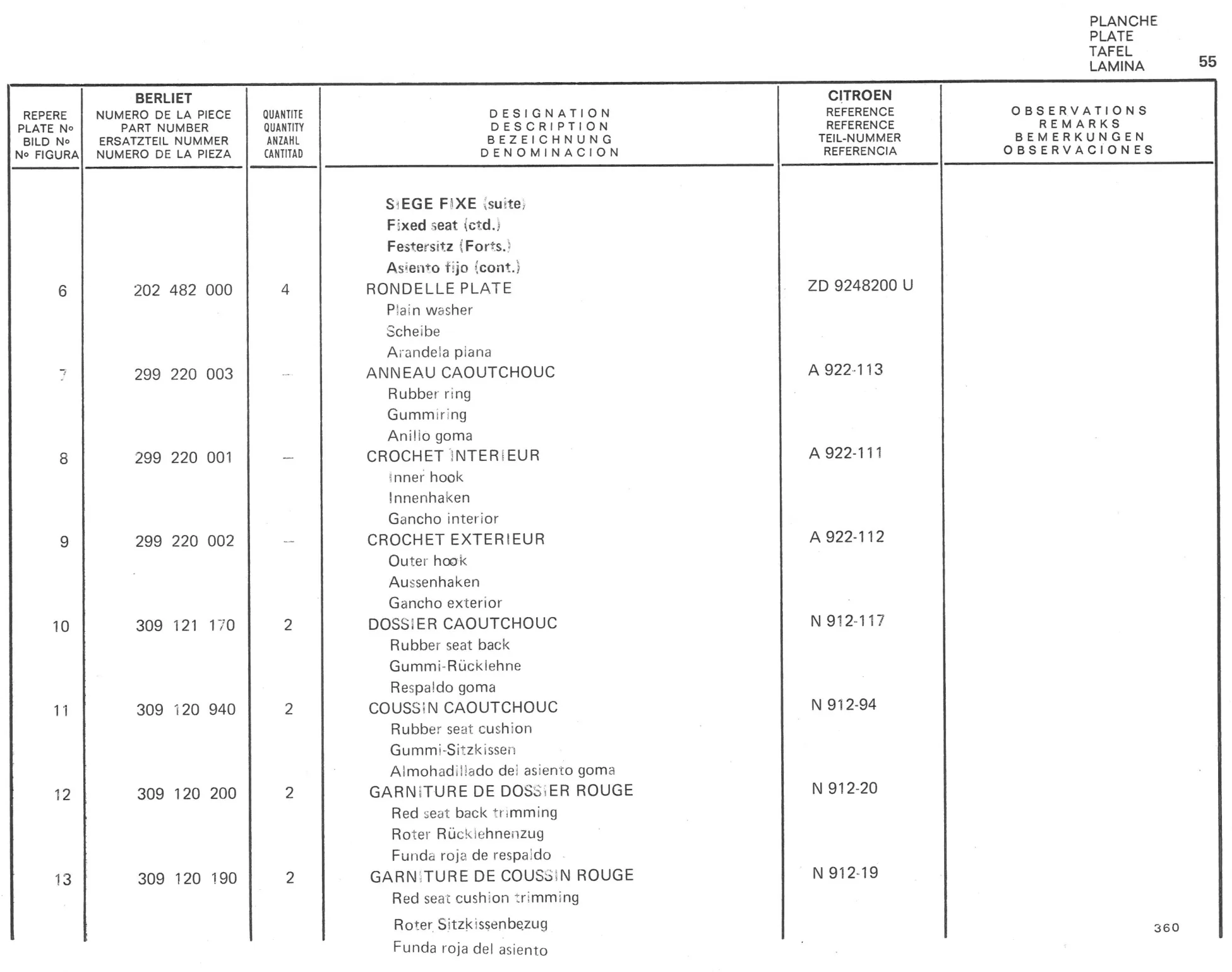 Planche 44: Siege Articule Jusqu’A, page 311 of 545 — 350-450-480-490-530 Diesel Spare Parts Catalogue, Tome I