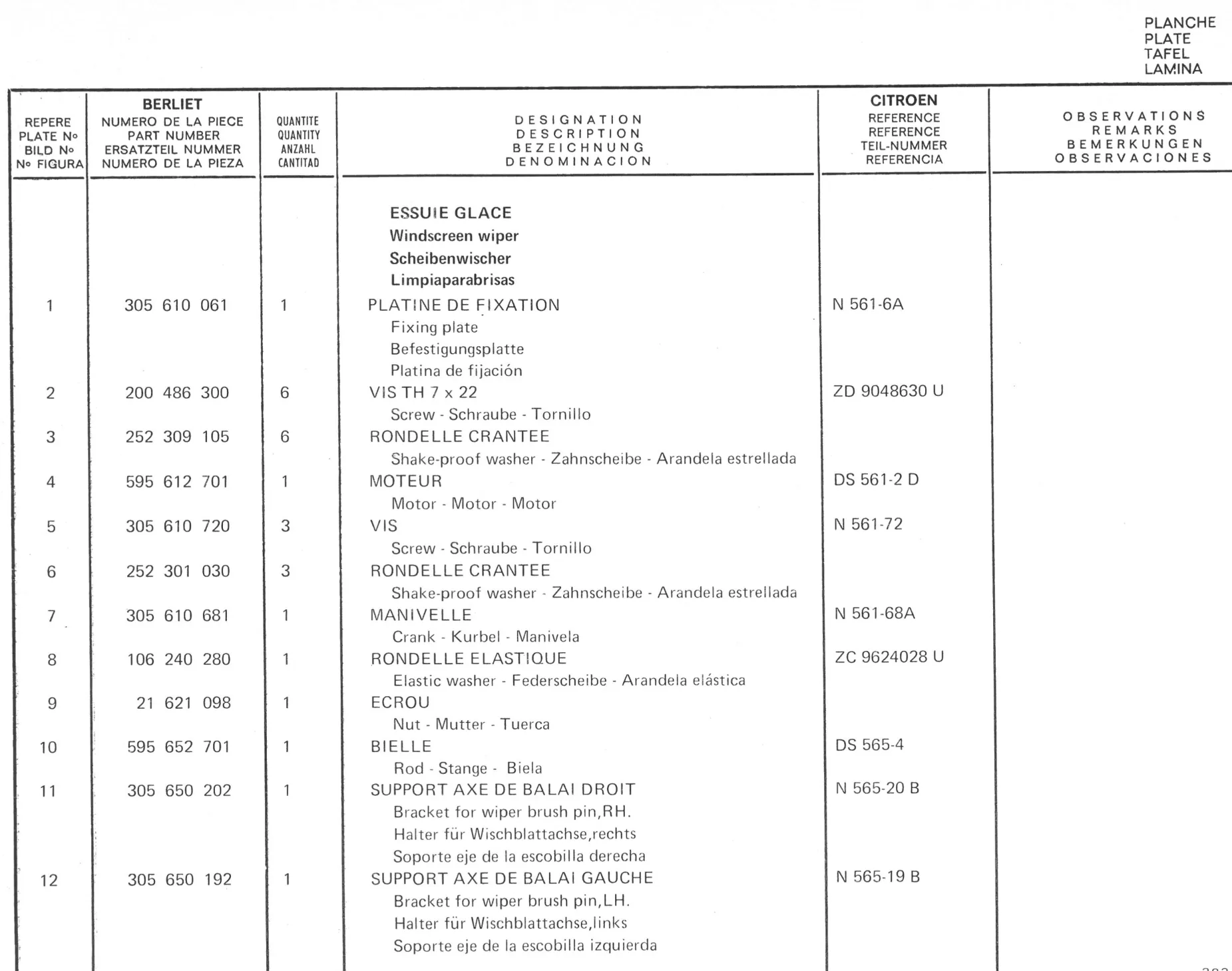Planche 49: Essute. Glace. Sr, page 329 of 545 — 350-450-480-490-530 Diesel Spare Parts Catalogue, Tome I