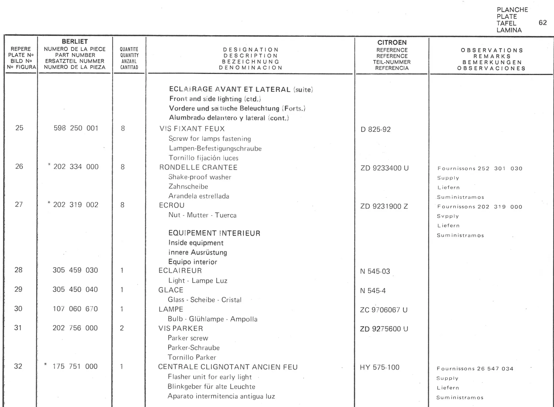 Planche 50: Appareils Sur Tableau, De Bor, page 339 of 545 — 350-450-480-490-530 Diesel Spare Parts Catalogue, Tome I