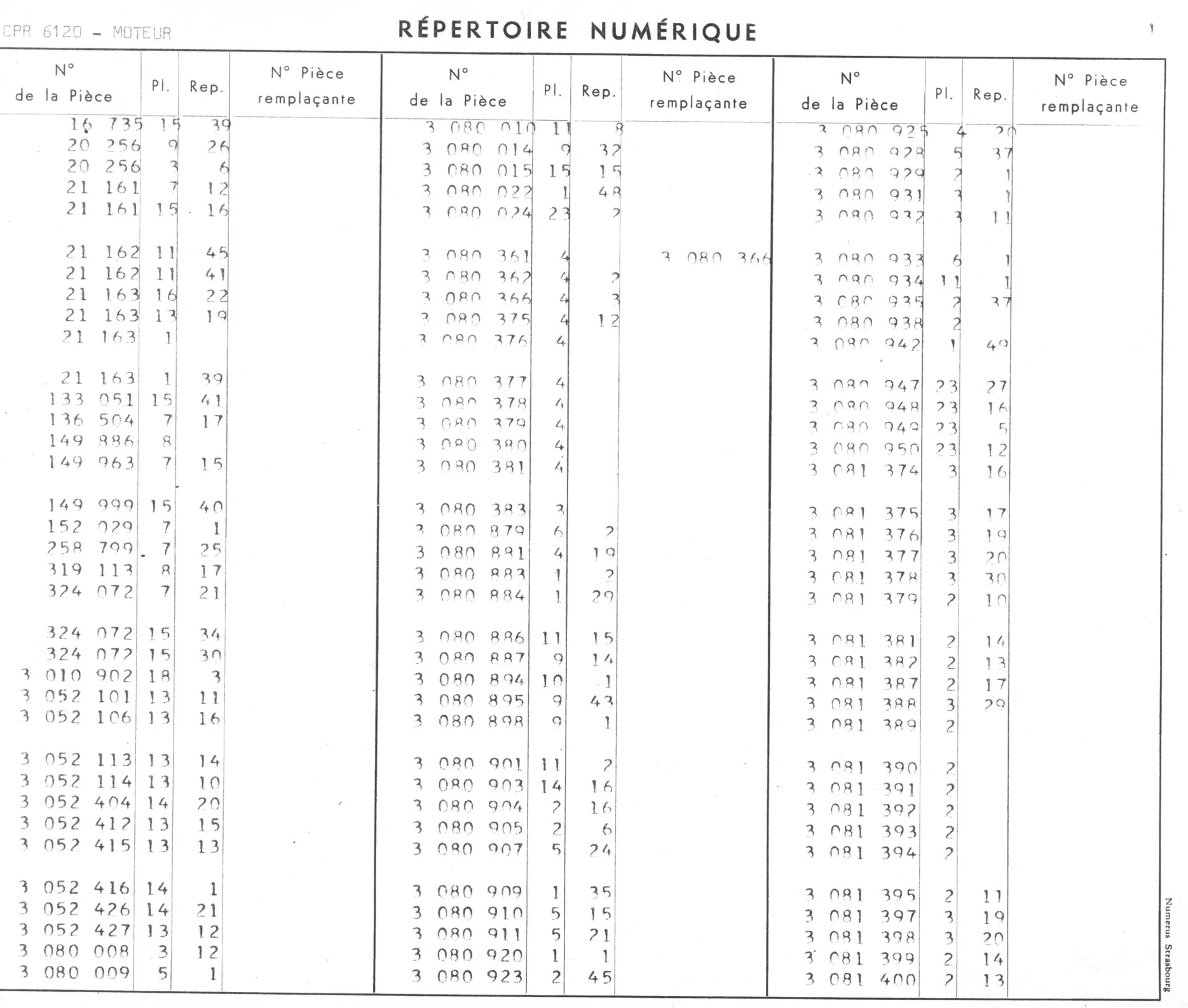 Repertoire Numerique - Moteur, page 356 of 545 — 350-450-480-490-530 Diesel Spare Parts Catalogue, Tome I