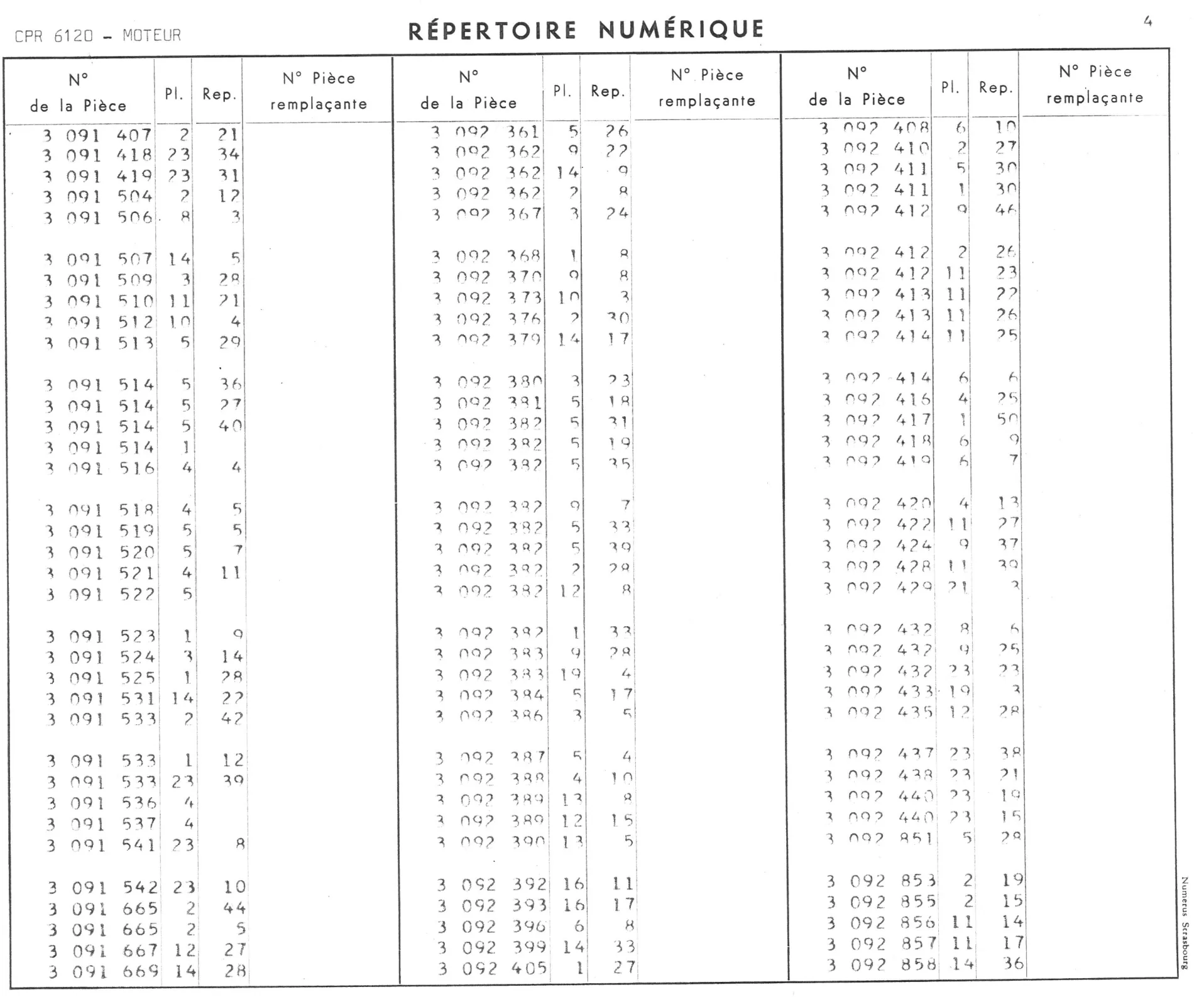 Repertoire Numerique - Moteur, page 359 of 545 — 350-450-480-490-530 Diesel Spare Parts Catalogue, Tome I