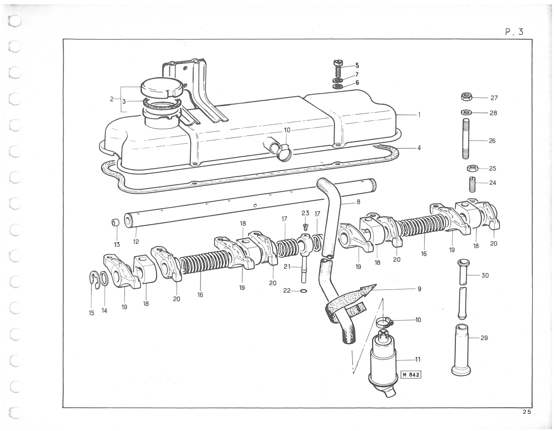 Planche 3: Cache Culbuteurs Culbuteurs, page 382 of 545 — 350-450-480-490-530 Diesel Spare Parts Catalogue, Tome I