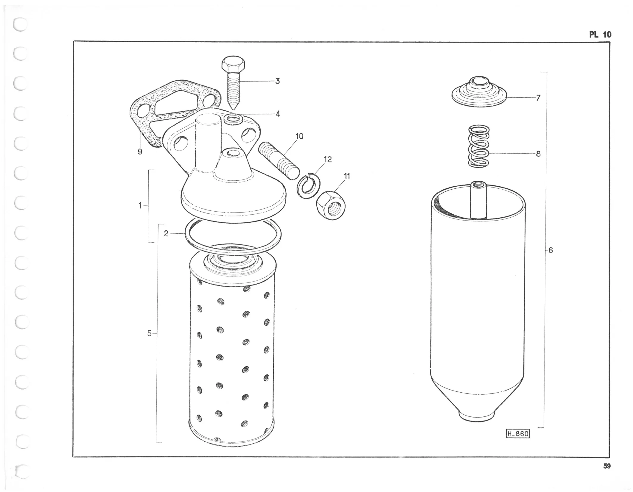 Planche 10: Filtre A Huile, page 407 of 545 — 350-450-480-490-530 Diesel Spare Parts Catalogue, Tome I